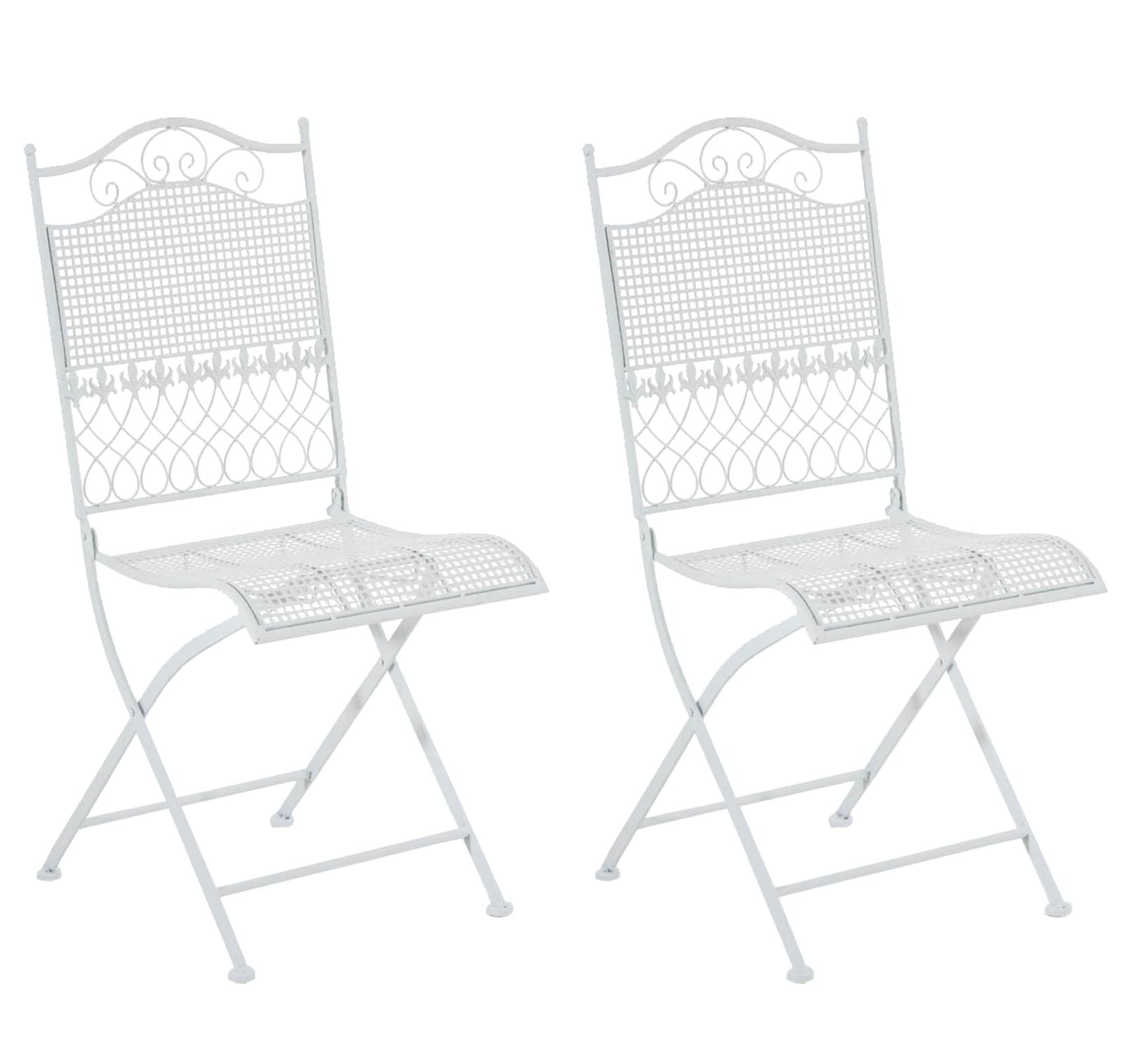 CLP 2er Set Gartenstühle klappbar Kiran, romantische Metallstühle aus Eisen im Jugendstil, ideal für Terrasse, Balkon und Garten