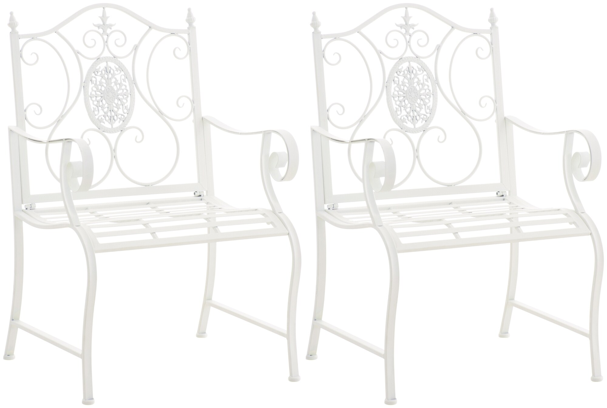 CLP 2er Set Gartenst&uuml;hle Punjab im Landhausstil I Eisenstuhl lackiert I Gartensessel besonders stabil - Bild 1