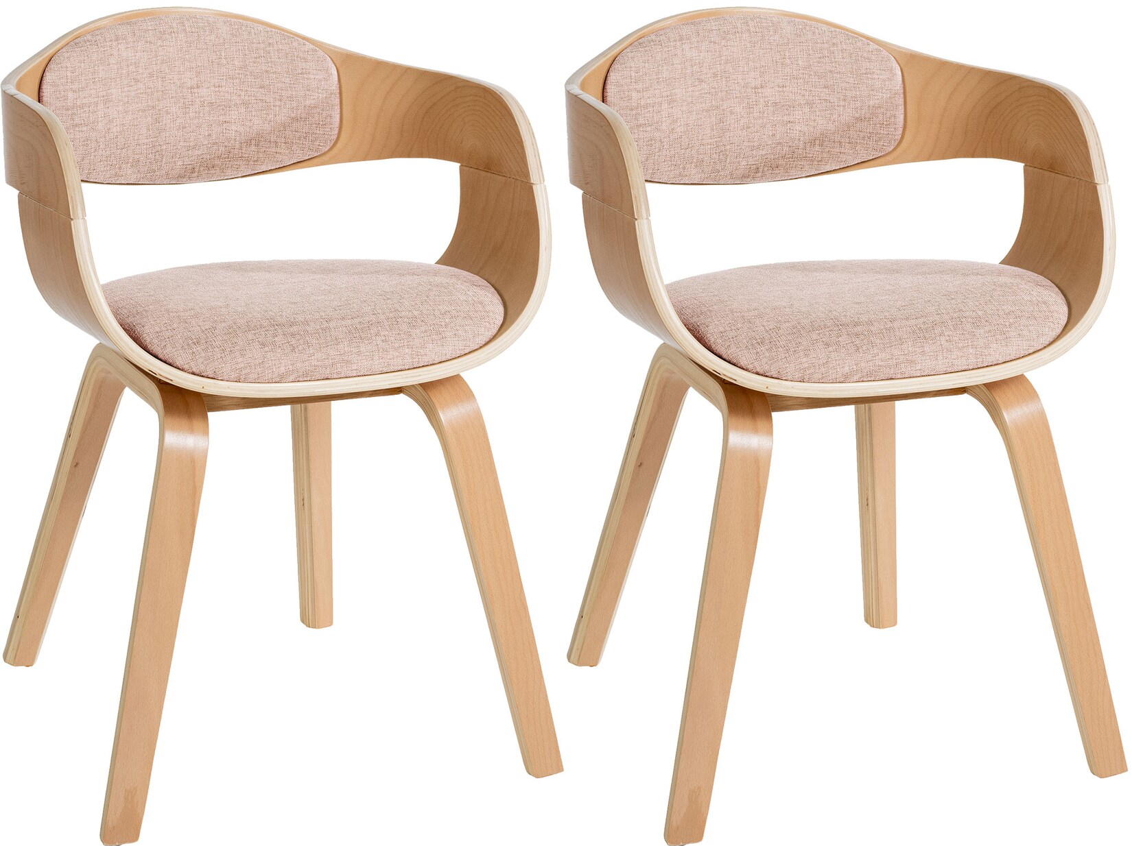 CLP 2er Set Esszimmerstühle ergonomisch Kingston, Lehnstühle mit umlaufender Rückenlehne, Holzgestell bis 150 kg