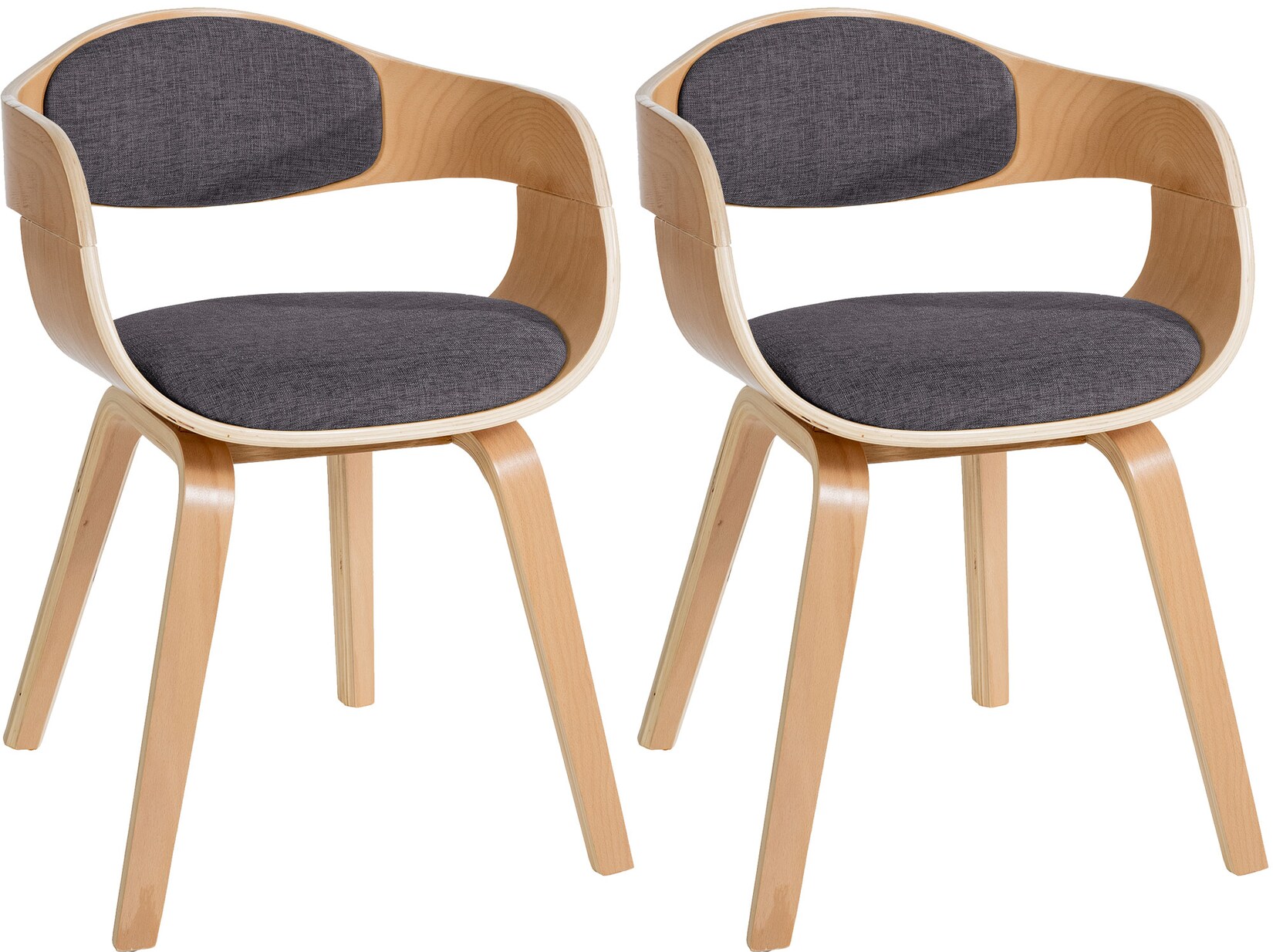 CLP 2er Set Esszimmerstühle ergonomisch Kingston, Lehnstühle mit umlaufender Rückenlehne, Holzgestell bis 150 kg