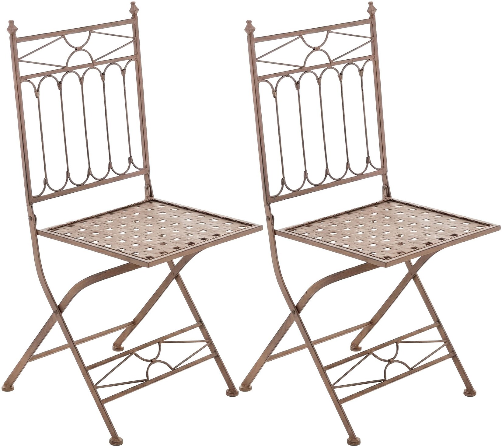 CLP 2er Set Klappstühle Asina, platzsparende Gartenstühle für den Außenbereich, romantische Balkonstühle im Jugendstil, leicht verstaubar
