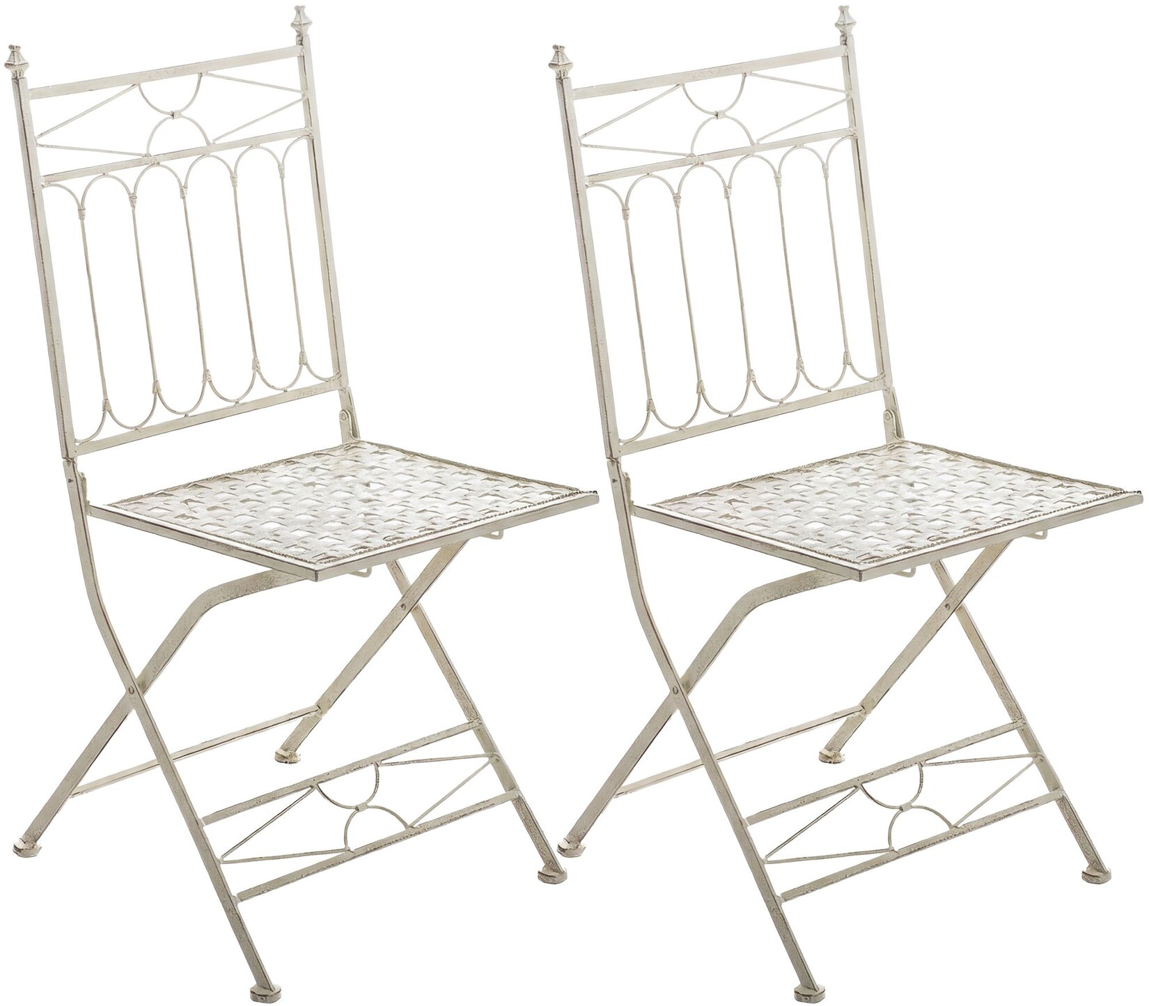 CLP 2er Set Klappstühle Asina, platzsparende Gartenstühle für den Außenbereich, romantische Balkonstühle im Jugendstil, leicht verstaubar