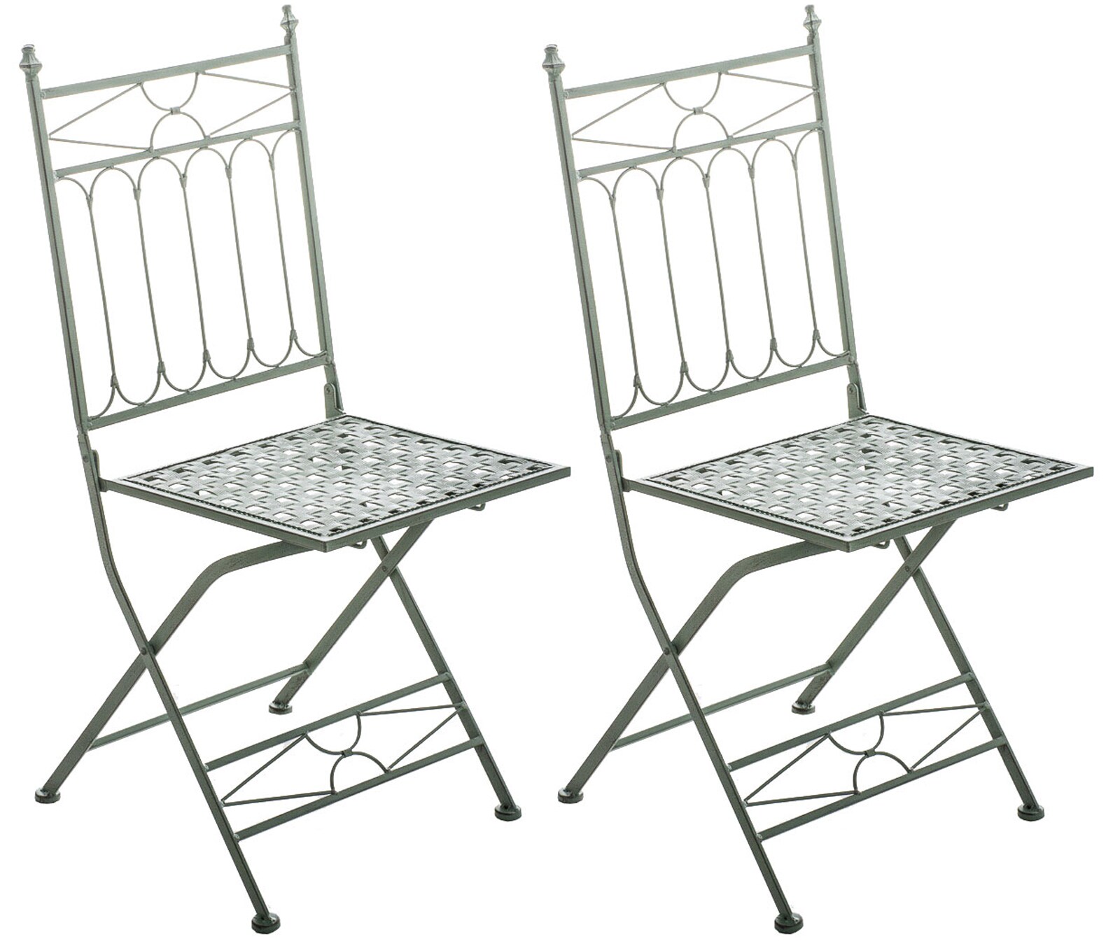 CLP 2er Set Eisen-Klappstuhl ASINA in nostalgischem Design I Klappbarer Gartenstuhl mit edlen Verzierungen I In verschiedenen Farben erhältlich | 04251756478209