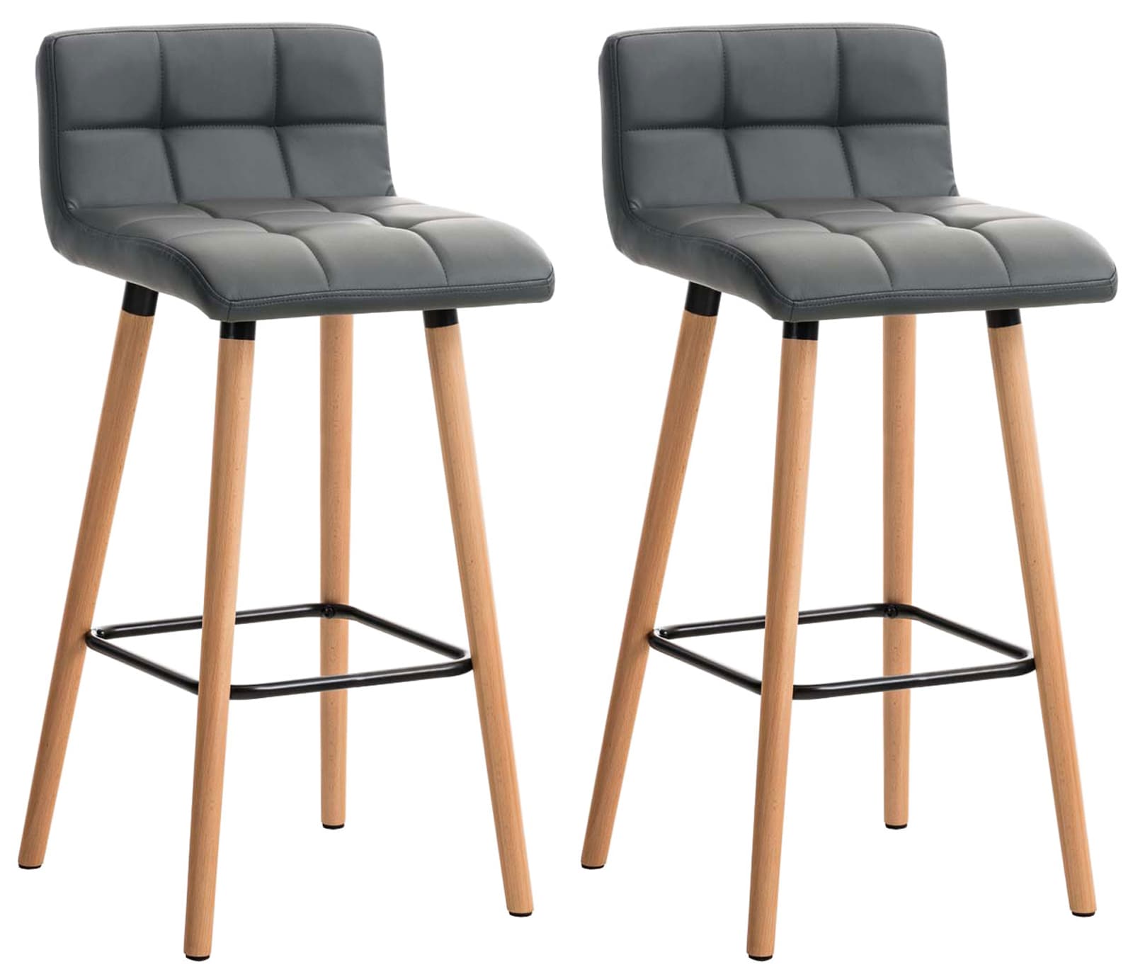 CLP 2er Set Barhocker Lincoln I Thekenhocker mit R&uuml;ckenlehne und Fu&szlig;st&uuml;tze I Gepolsterte Barst&uuml;hle mit Kunstlederbezug und Holzgestell - Bild 1