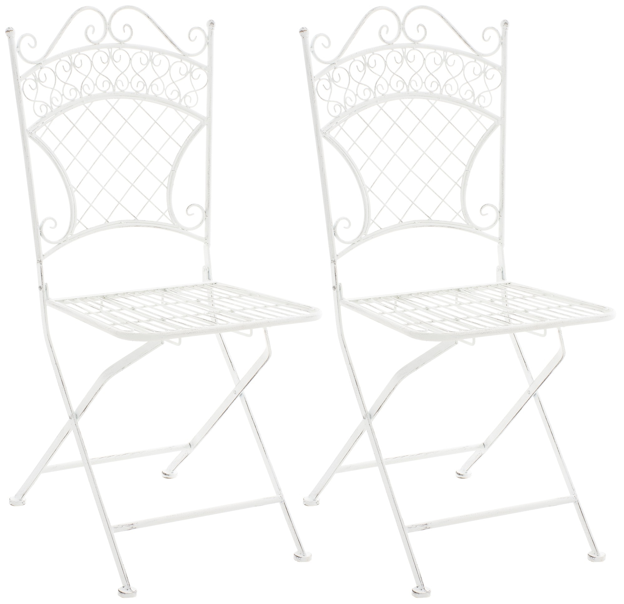 CLP 2er Set Eisen-Klappstuhl Adelar im nostalgischen Design, Klappbarer Gartenstuhl mit edlen Verzierungen - Bild 1