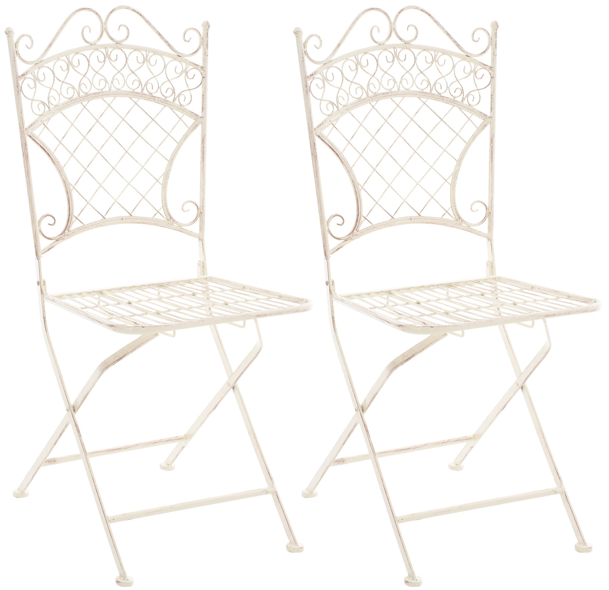 CLP 2er Set Eisen-Klappstuhl Adelar im nostalgischen Design, Klappbarer Gartenstuhl mit edlen Verzierungen - Bild 1