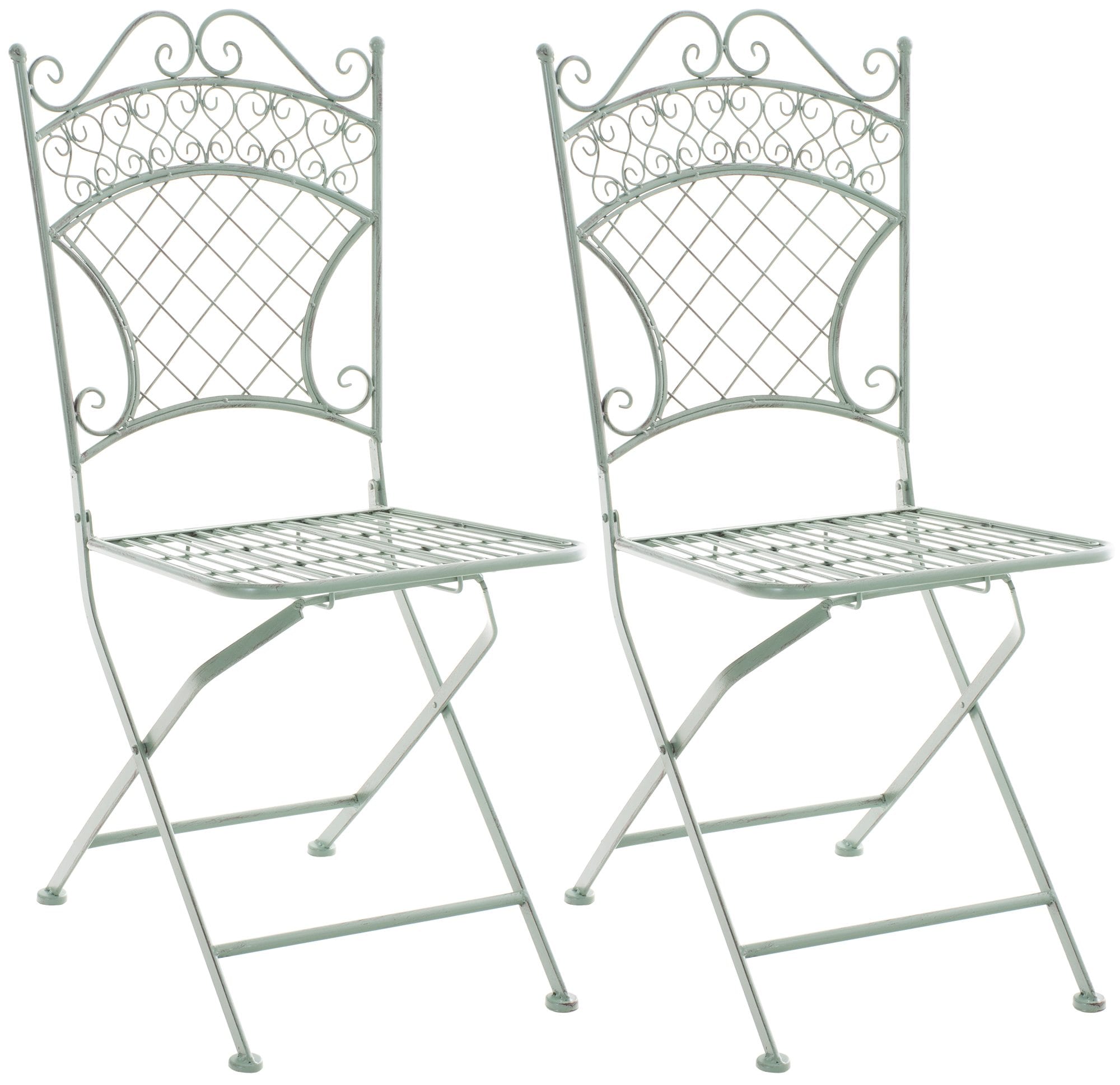 CLP 2er Set Eisen-Klappstuhl Adelar im nostalgischen Design, Klappbarer Gartenstuhl mit edlen Verzierungen - Bild 1