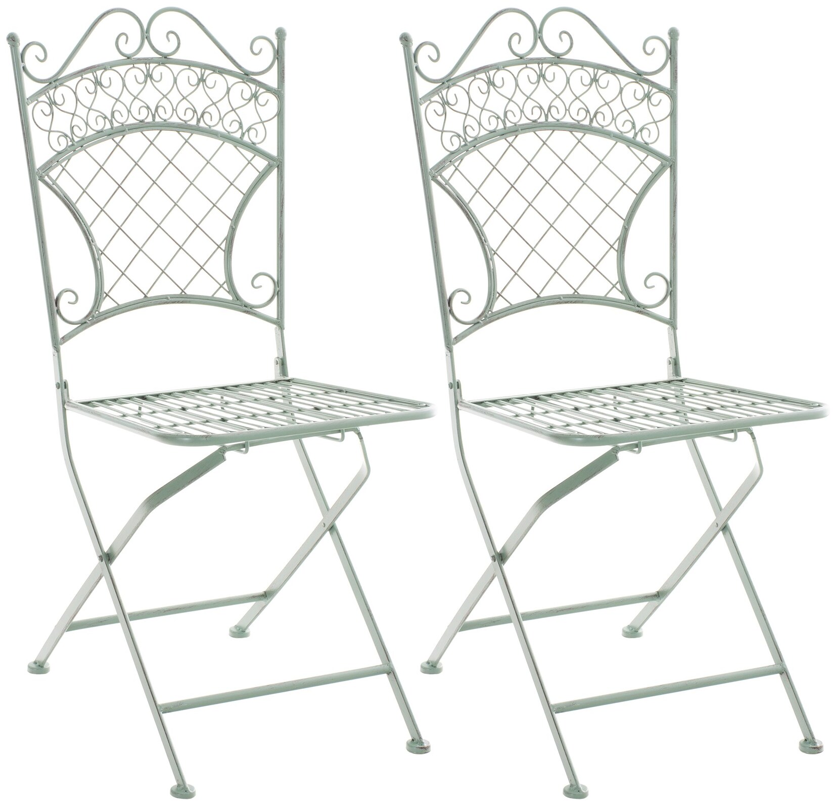 CLP 2er Set Eisen-Klappstuhl Adelar im nostalgischen Design, Klappbarer Gartenstuhl mit edlen Verzierungen | 04251756478636