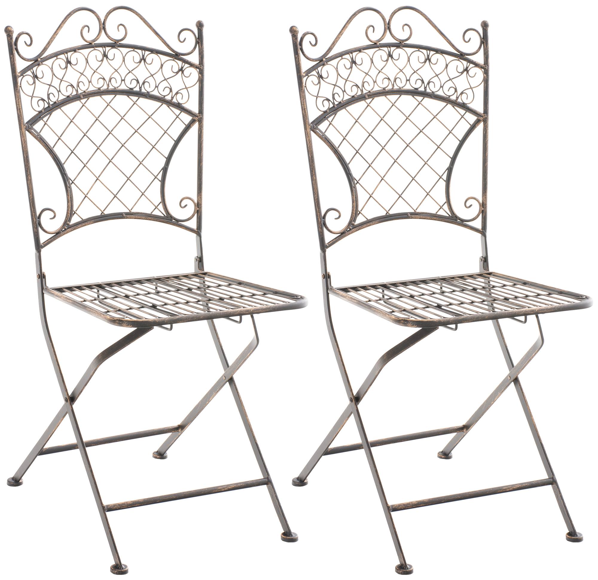 CLP 2er Set Eisen-Klappstuhl Adelar im nostalgischen Design, Klappbarer Gartenstuhl mit edlen Verzierungen - Bild 1