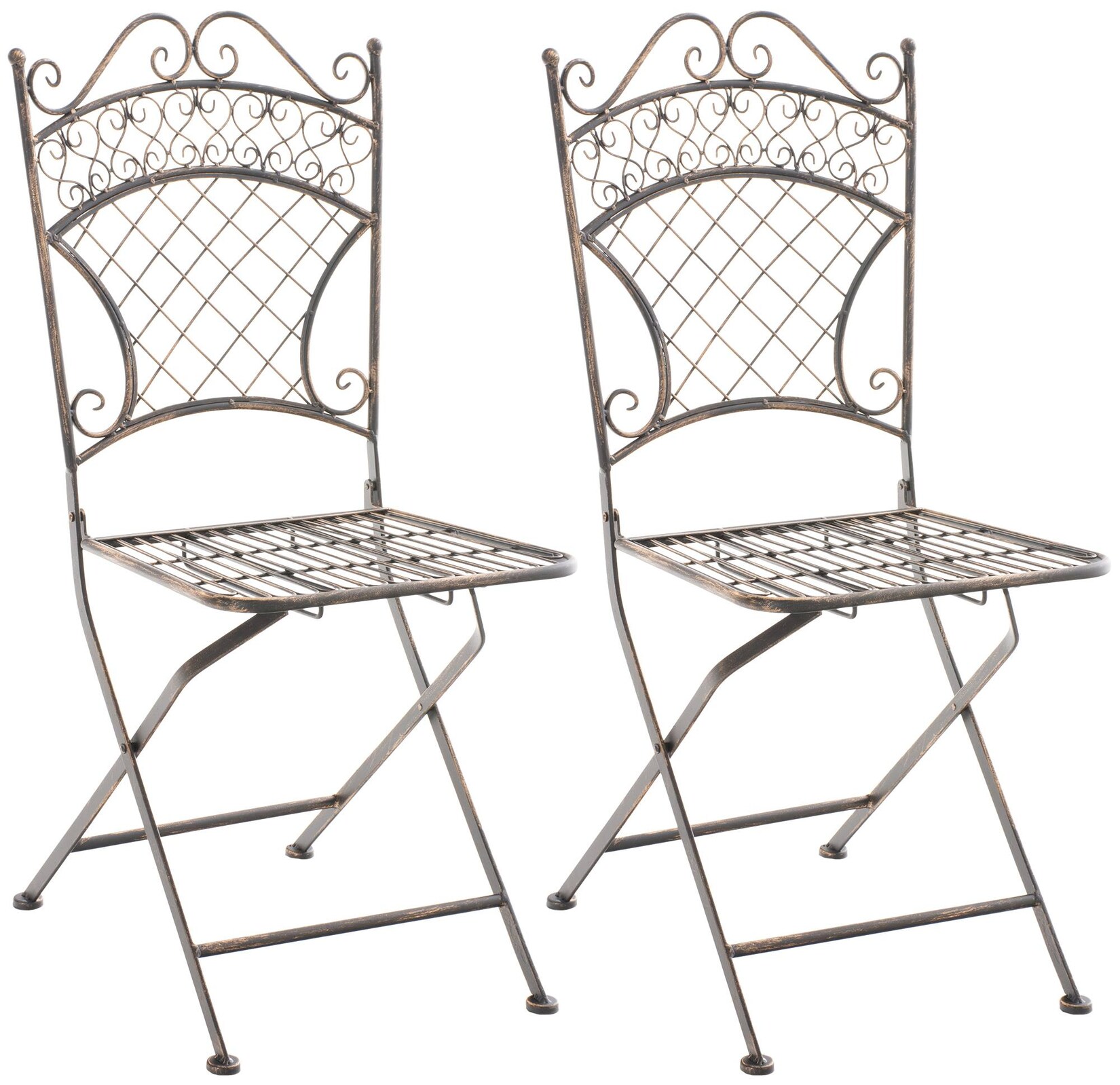 CLP 2er Set Eisen-Klappstuhl Adelar im nostalgischen Design, Klappbarer Gartenstuhl mit edlen Verzierungen | 04251756478650