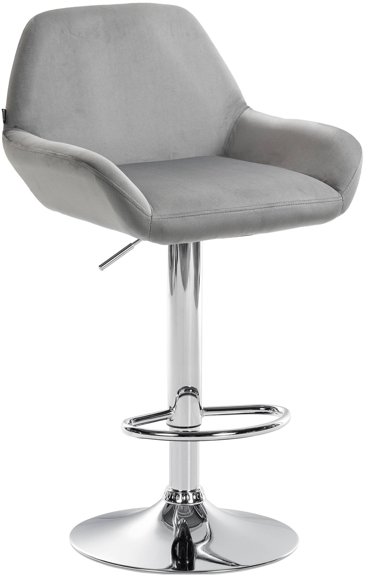CLP Barhocker Braga Samtbezug mit Metallgestell I H&ouml;henverstellbar und 360 drehbar I Moderner Barstuhl mit Fu&szlig;st&uuml;tze f&uuml;r K&uuml;che und Bar - Bild 1