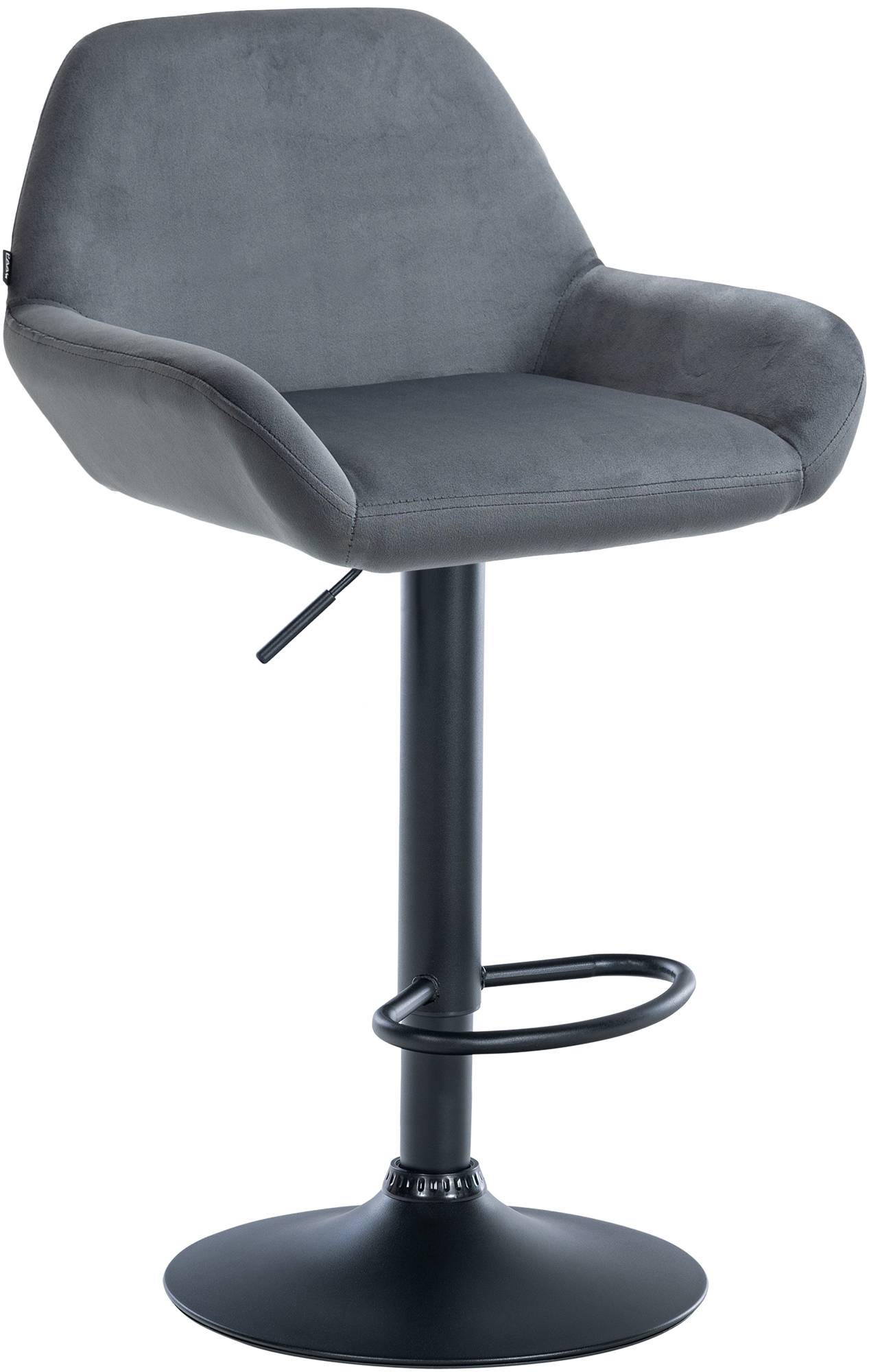 CLP Barhocker Braga Samtbezug mit Metallgestell I H&ouml;henverstellbar und 360 drehbar I Moderner Barstuhl mit Fu&szlig;st&uuml;tze f&uuml;r K&uuml;che und Bar - Bild 1
