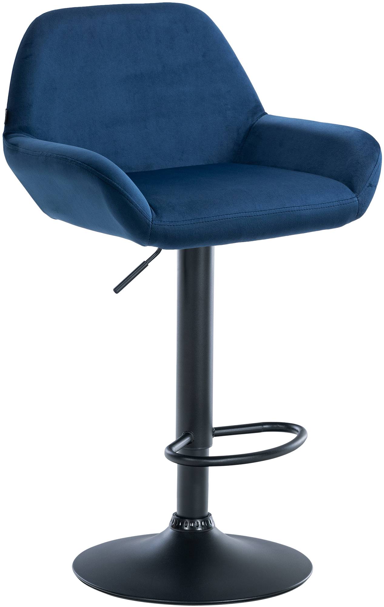 CLP Barhocker Braga Samtbezug mit Metallgestell I H&ouml;henverstellbar und 360 drehbar I Moderner Barstuhl mit Fu&szlig;st&uuml;tze f&uuml;r K&uuml;che und Bar - Bild 1