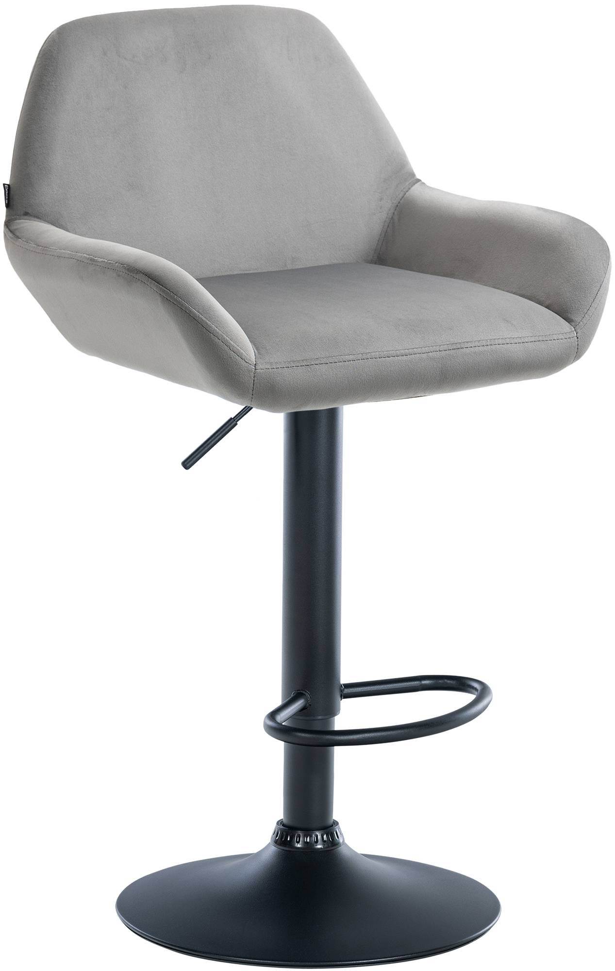 CLP Barhocker Braga Samtbezug mit Metallgestell I H&ouml;henverstellbar und 360 drehbar I Moderner Barstuhl mit Fu&szlig;st&uuml;tze f&uuml;r K&uuml;che und Bar - Bild 1