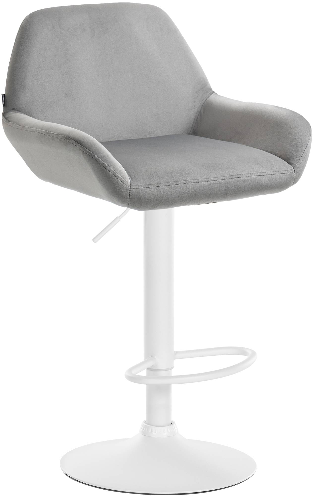 CLP Barhocker Braga Samtbezug mit Metallgestell I H&ouml;henverstellbar und 360 drehbar I Moderner Barstuhl mit Fu&szlig;st&uuml;tze f&uuml;r K&uuml;che und Bar - Bild 1