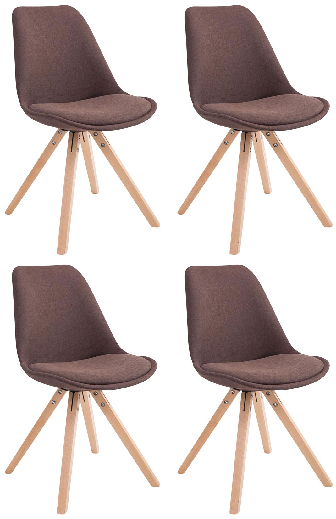 CLP 4er Set Esszimmer-Stuhl Toulouse Stoff Square mit Stoffbezug und hochwertigem Sitzpolster I Mit Stabilem Holzgestell I Sitzhöhe 48 cm
