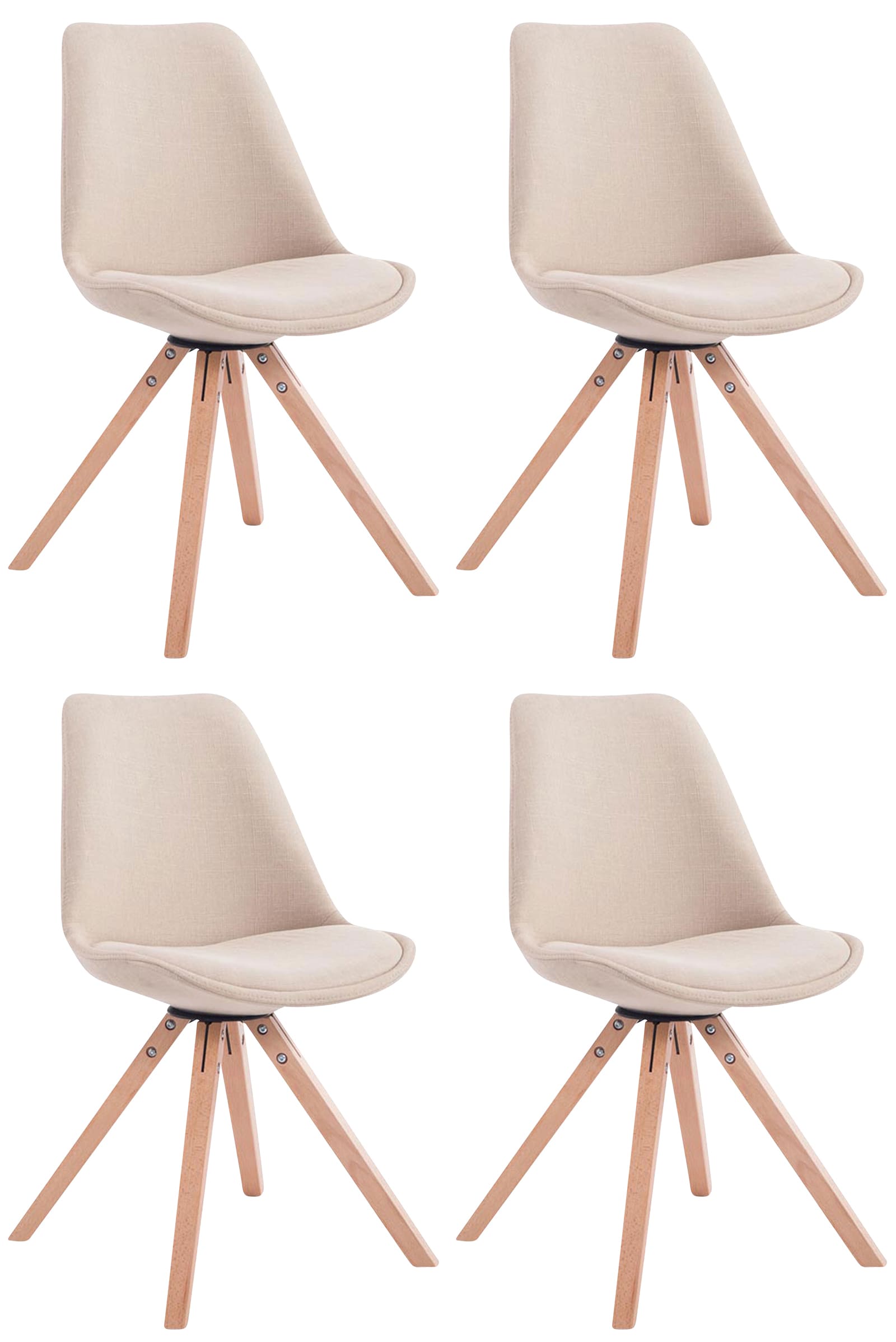 CLP 4er Set Esszimmer-Stuhl Toulouse Stoff Square mit Stoffbezug und hochwertigem Sitzpolster I Mit Stabilem Holzgestell I Sitzh&ouml;he 48 cm - Bild 1