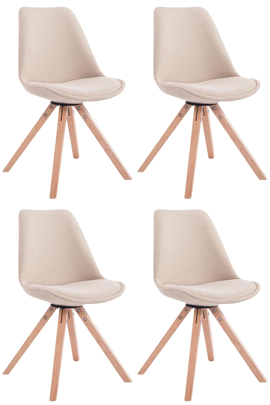 CLP 4er Set Esszimmer-Stuhl Toulouse Stoff Square mit Stoffbezug und hochwertigem Sitzpolster I Mit Stabilem Holzgestell I Sitzhöhe 48 cm