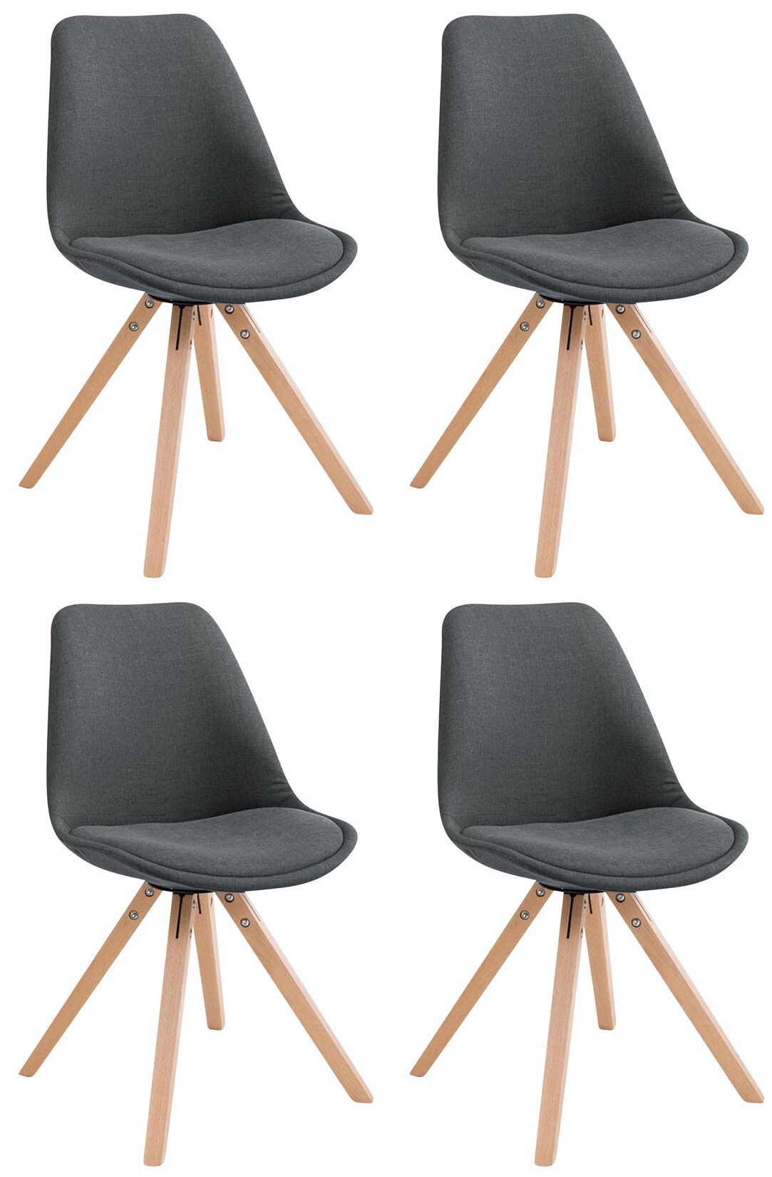 CLP 4er Set Esszimmer-Stuhl Toulouse Stoff Square mit Stoffbezug und hochwertigem Sitzpolster I Mit Stabilem Holzgestell I Sitzhöhe 48 cm