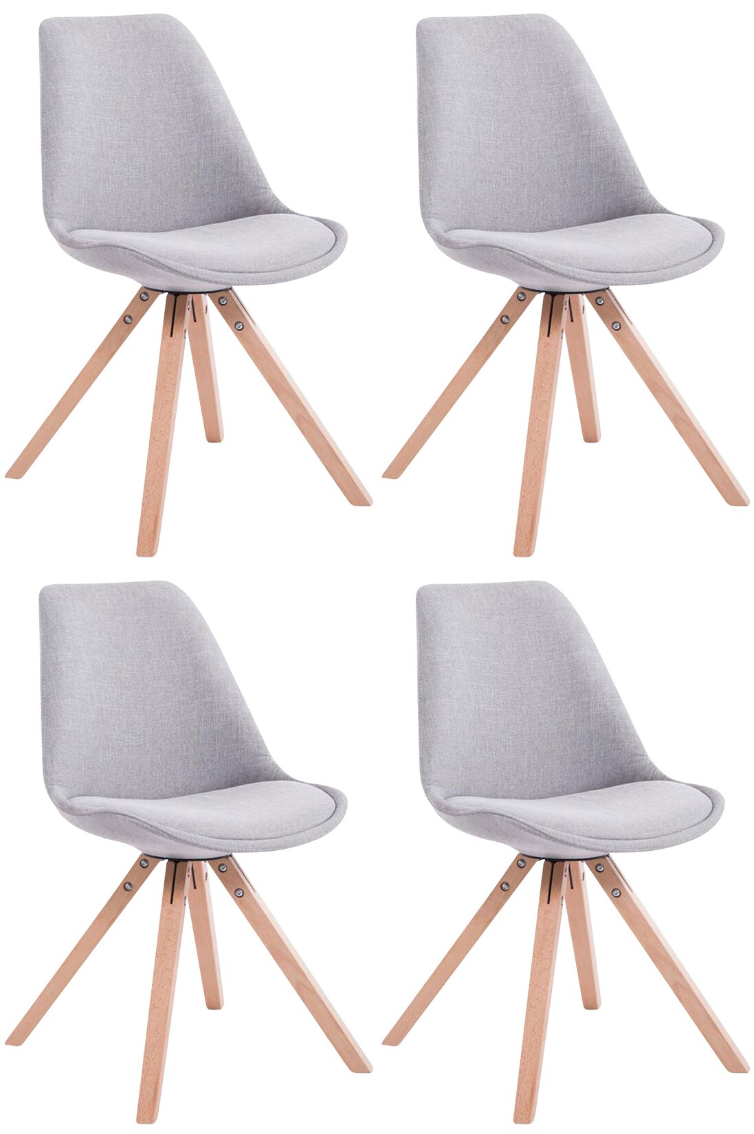 CLP 4er Set Esszimmer-Stuhl Toulouse Stoff Square mit Stoffbezug und hochwertigem Sitzpolster I Mit Stabilem Holzgestell I Sitzhöhe 48 cm