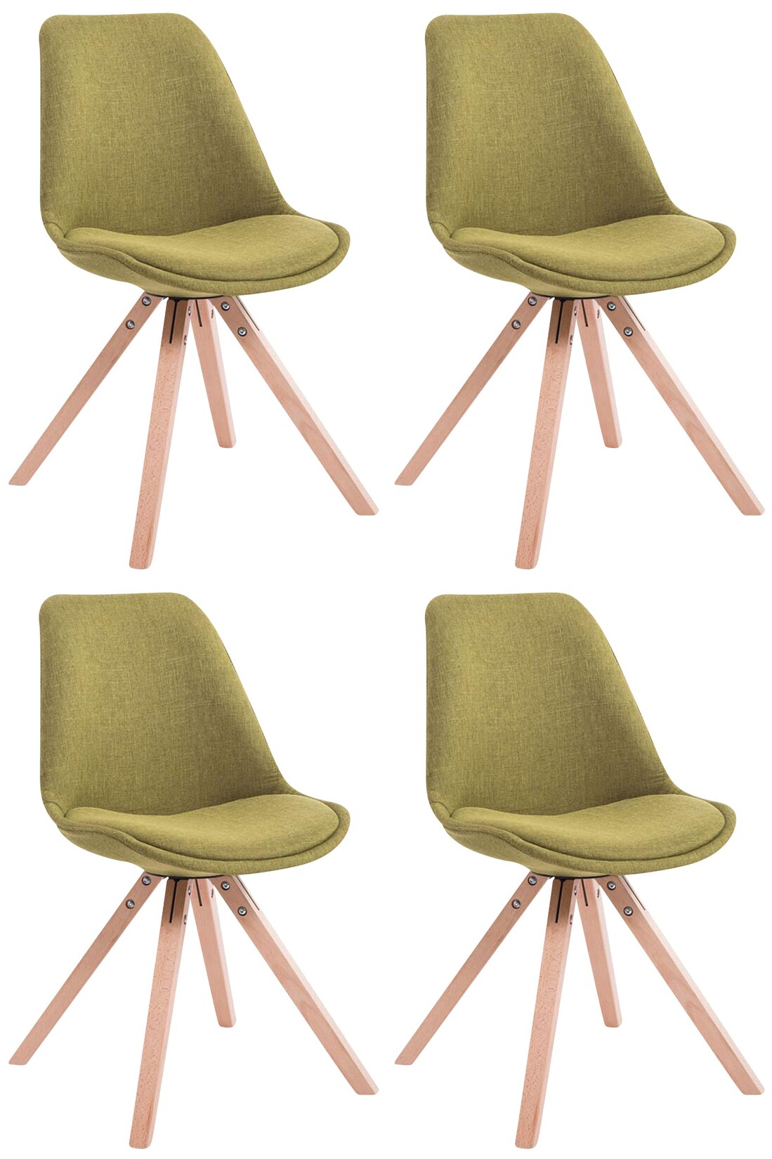 CLP 4er Set Esszimmer-Stuhl Toulouse Stoff Square mit Stoffbezug und hochwertigem Sitzpolster I Mit Stabilem Holzgestell I Sitzhöhe 48 cm