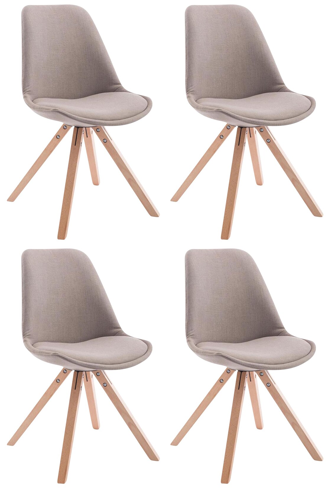 CLP 4er Set Esszimmer-Stuhl Toulouse Stoff Square mit Stoffbezug und hochwertigem Sitzpolster I Mit Stabilem Holzgestell I Sitzhöhe 48 cm