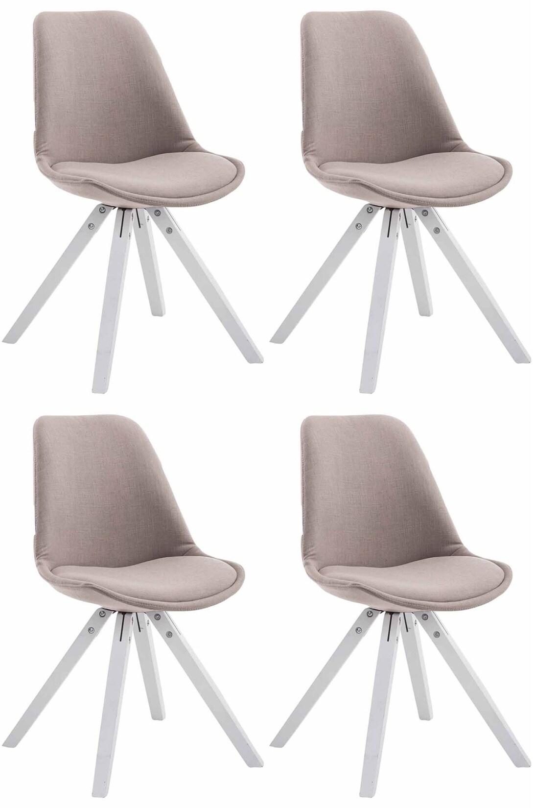 CLP 4er Set Besucherstuhl Toulouse Stoff Square weiß - Farbe: taupe, Gestellfarbe: weiß