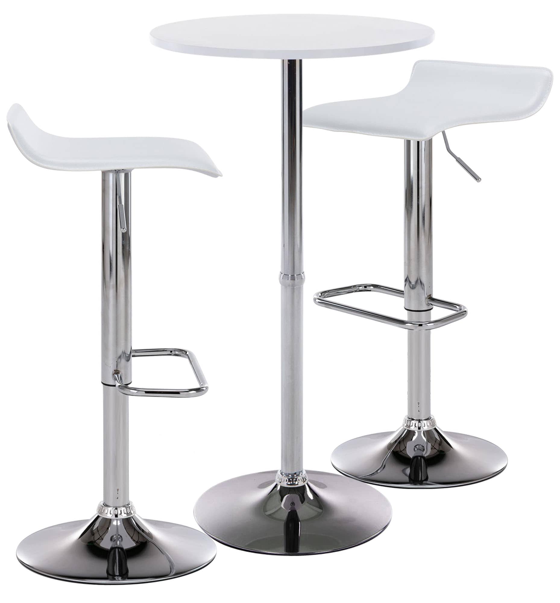 CLP 2er Bartisch-Set Esberg I Runder Stehtisch Und 2X Barhocker Mit Kunstleder-Bezug - Bild 1