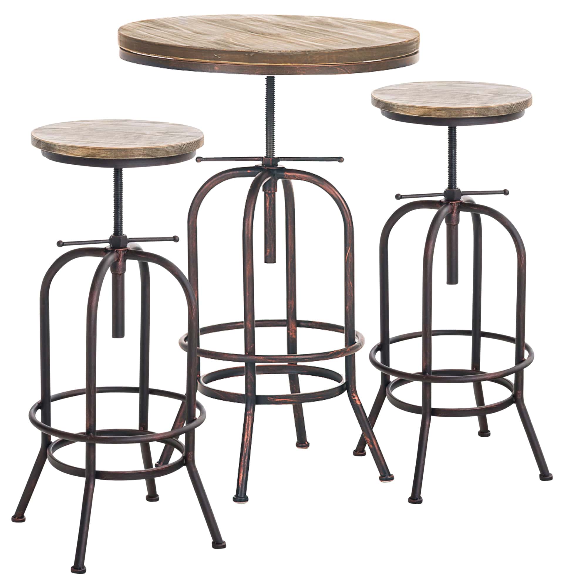CLP 2er Bartisch Set Hulton I 1 Stehtisch Rund 2 Hocker Im Industrie Design M&ouml;bel - Bild 1