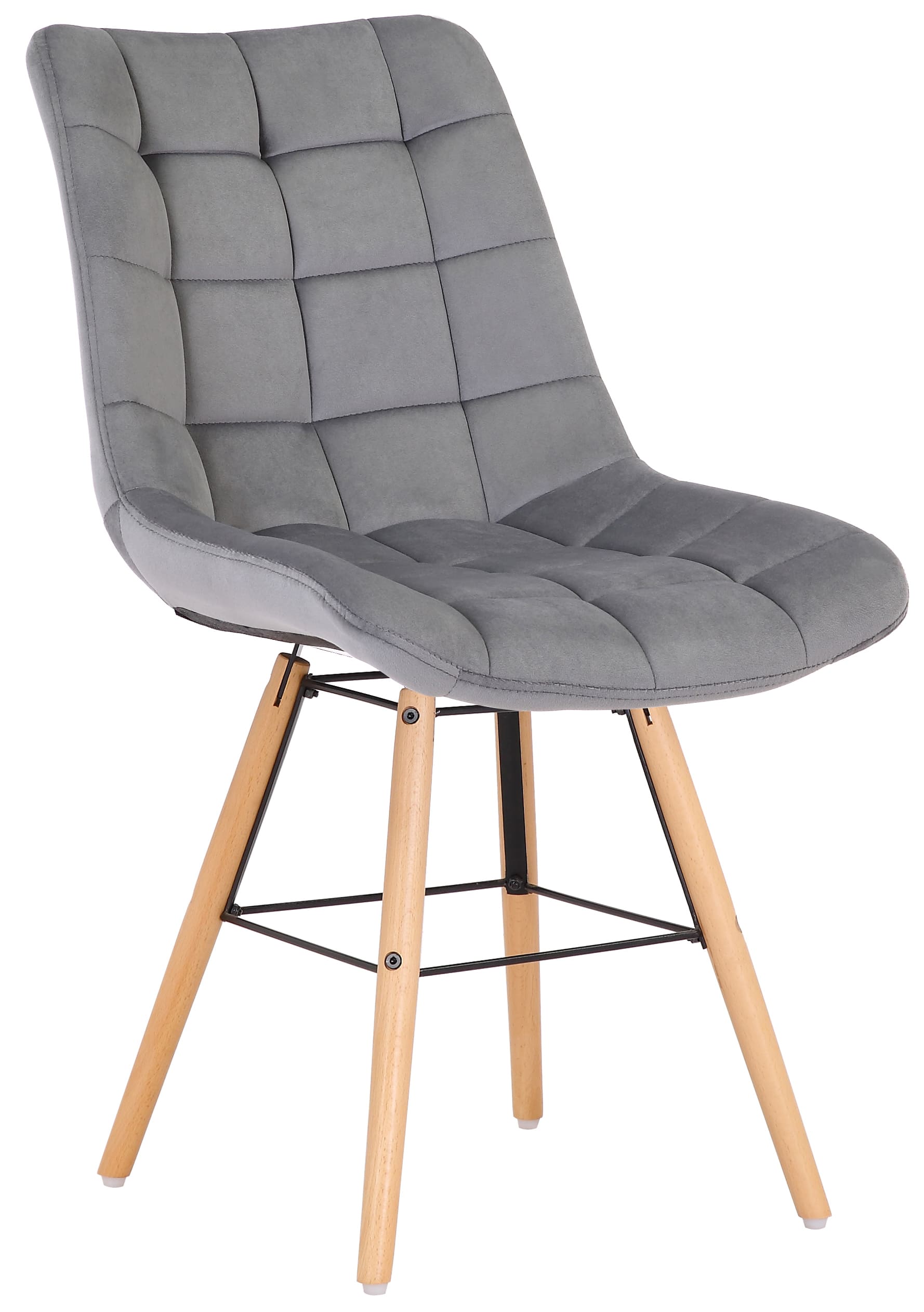 CLP Stuhl Leni Samt I Polsterstuhl Mit Gestepptem Sitz Und Samtbezug I Lehnstuhl Mit Einem Gestell Aus Holz Und Metall - Bild 1