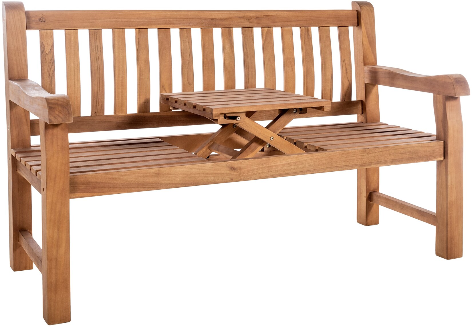 CLP Teakbank Orlando I Wetterfeste Gartenbank Mit Klapp-Tisch