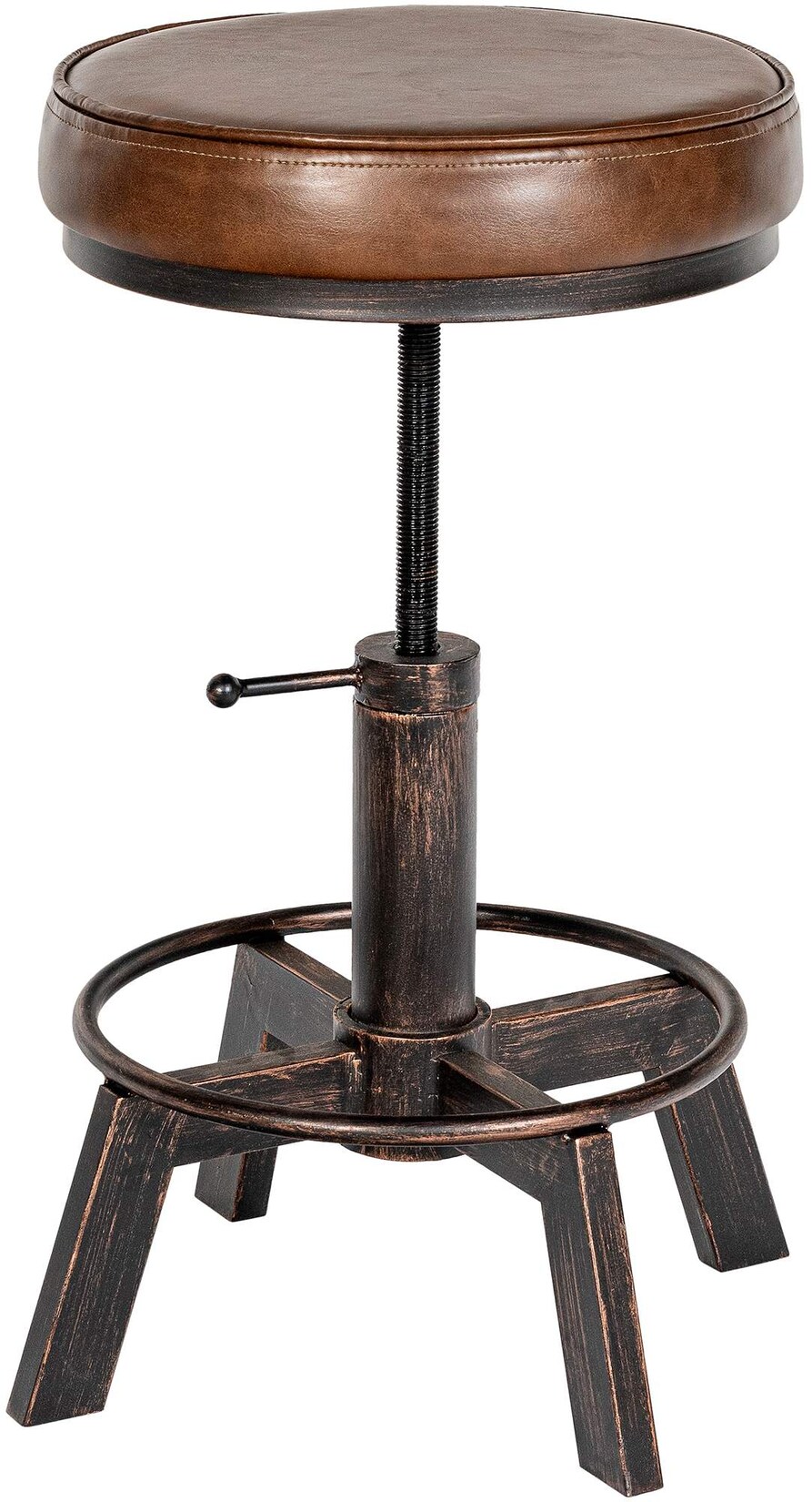CLP Sitzhocker Destin mit Kunstlederbezug I Hocker im Industrial Design I gepolstert und höhenverstellbar