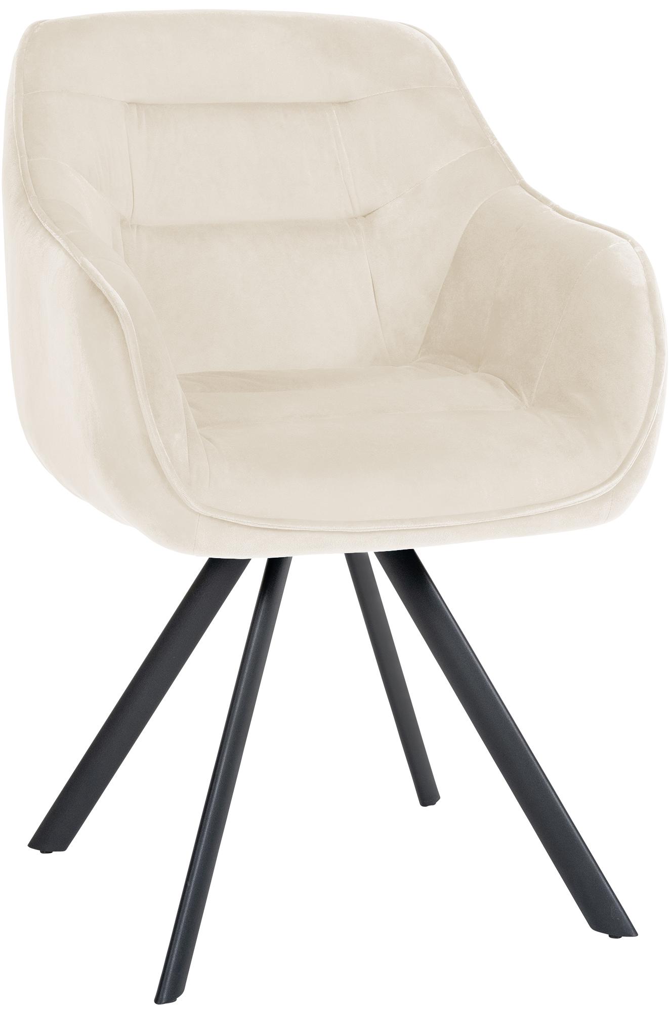 CLP Esszimmerstuhl drehbar mit Armlehne Russel, K&uuml;chenstuhl in Samt oder Stoff, Sessel mit Metallgestell bis 130 kg belastbar - Bild 1