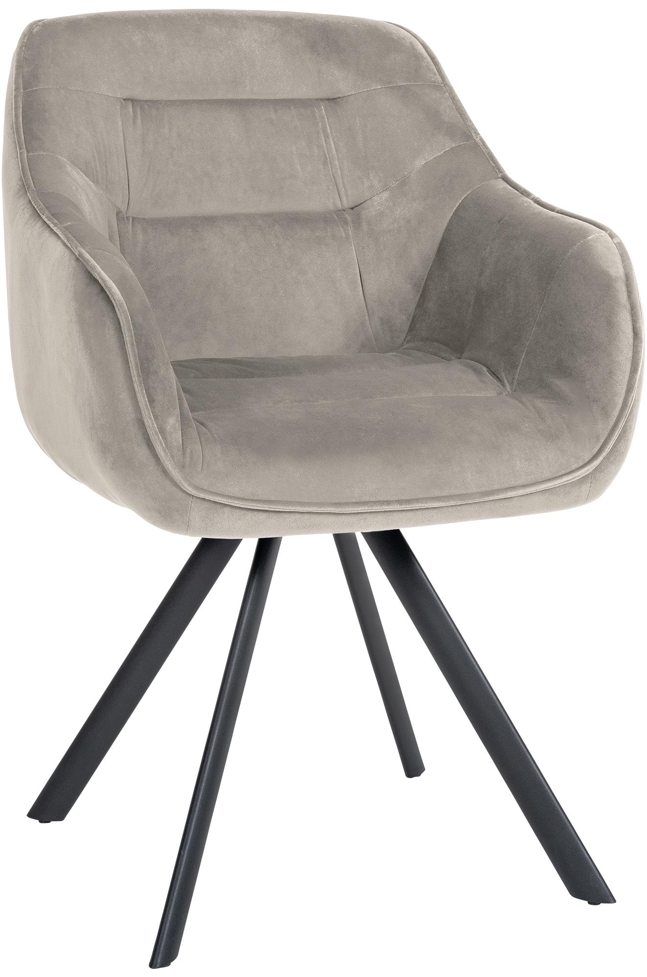 CLP Esszimmerstuhl drehbar mit Armlehne Russel, K&uuml;chenstuhl in Samt oder Stoff, Sessel mit Metallgestell bis 130 kg belastbar - Bild 1