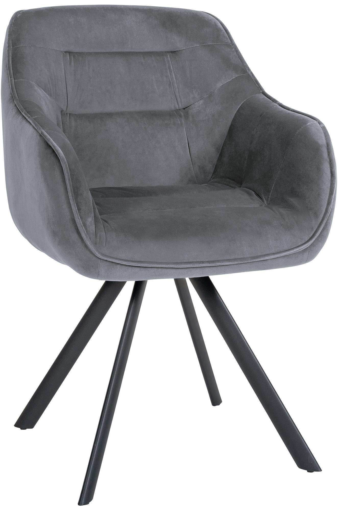 CLP Esszimmerstuhl drehbar mit Armlehne Russel, K&uuml;chenstuhl in Samt oder Stoff, Sessel mit Metallgestell bis 130 kg belastbar - Bild 1