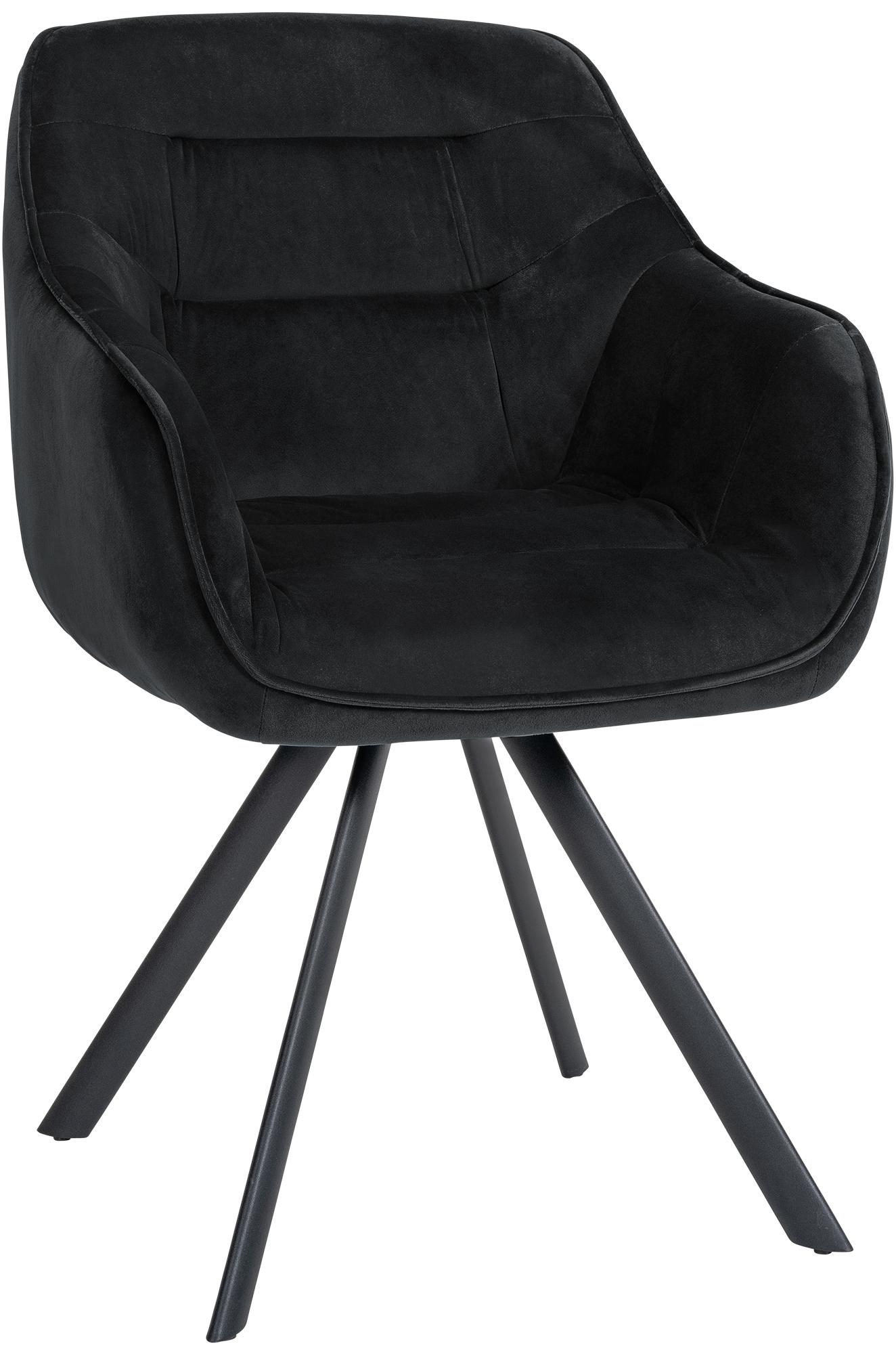 CLP Esszimmerstuhl drehbar mit Armlehne Russel, K&uuml;chenstuhl in Samt oder Stoff, Sessel mit Metallgestell bis 130 kg belastbar - Bild 1