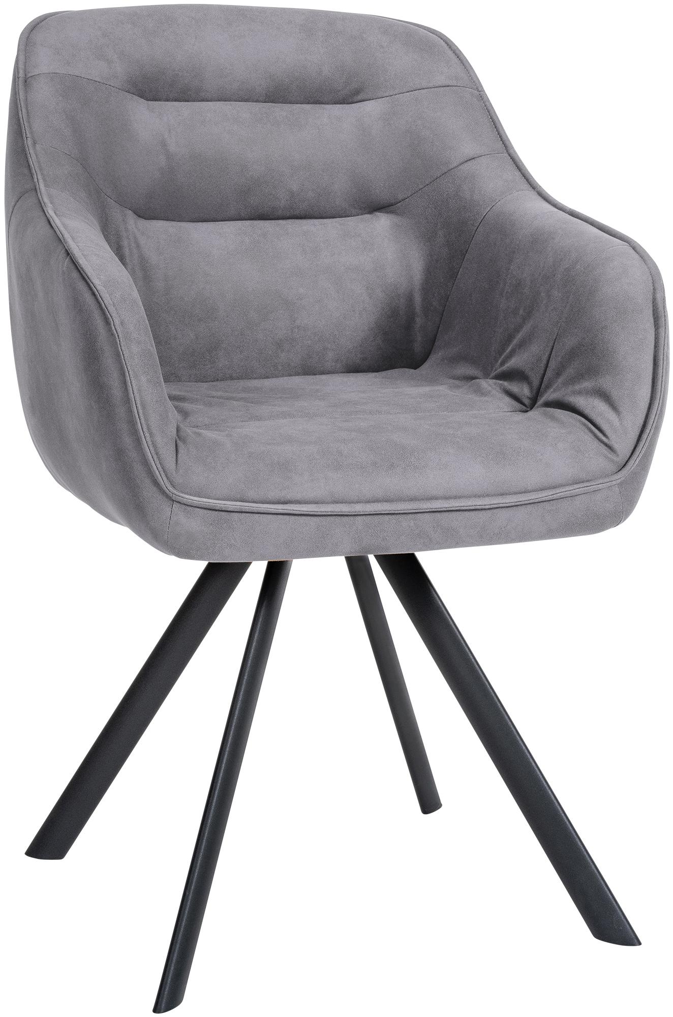 CLP Esszimmerstuhl drehbar mit Armlehne Russel, K&uuml;chenstuhl in Samt oder Stoff, Sessel mit Metallgestell bis 130 kg belastbar - Bild 1