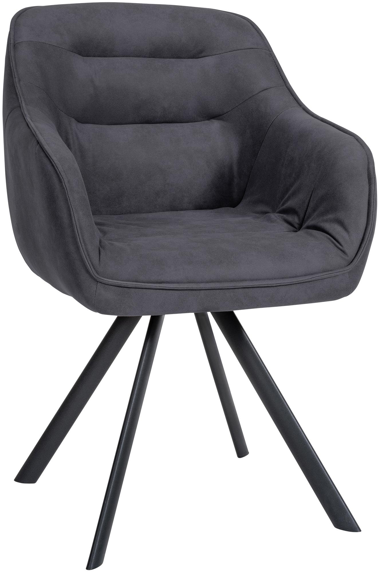 CLP Esszimmerstuhl drehbar mit Armlehne Russel, K&uuml;chenstuhl in Samt oder Stoff, Sessel mit Metallgestell bis 130 kg belastbar - Bild 1