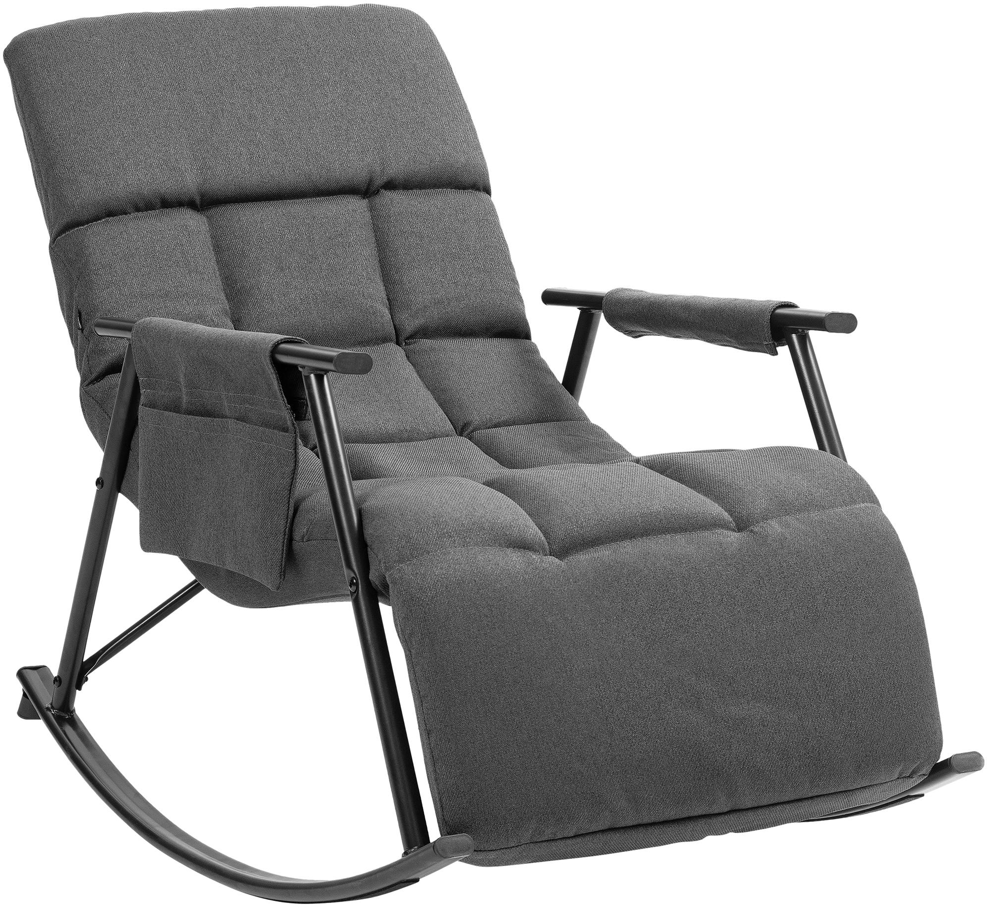 CLP Schaukelstuhl Cathy I Gepolsterter Relaxsessel I Schaukelsessel mit R&uuml;ckenlehne I Metallgestell mit Armlehnen und Seitentasche - Bild 1