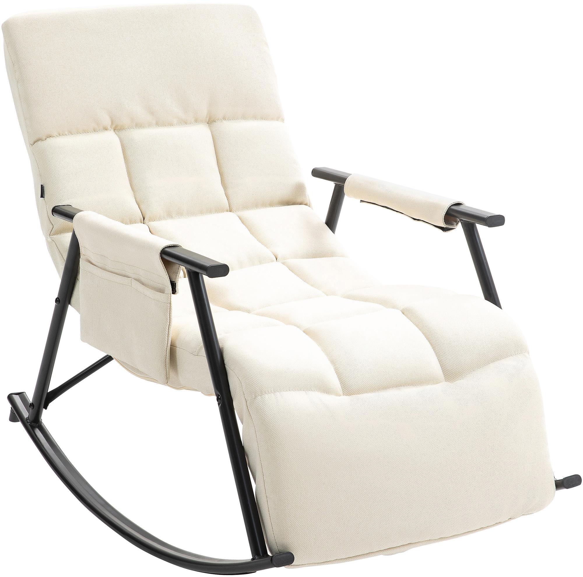 CLP Schaukelstuhl Cathy I Gepolsterter Relaxsessel I Schaukelsessel mit R&uuml;ckenlehne I Metallgestell mit Armlehnen und Seitentasche - Bild 1