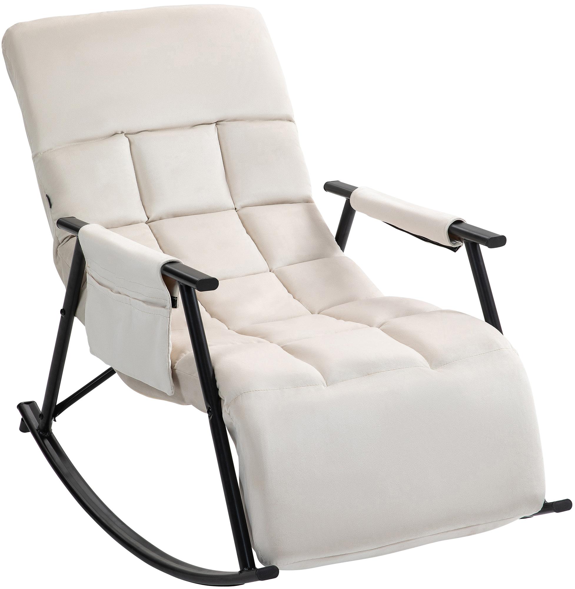 CLP Schaukelstuhl Cathy I Gepolsterter Relaxsessel I Schaukelsessel mit R&uuml;ckenlehne I Metallgestell mit Armlehnen und Seitentasche - Bild 1