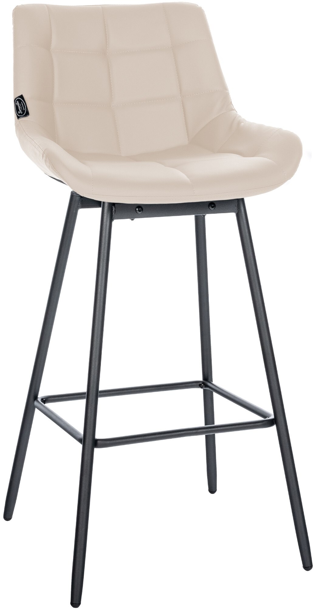 CLP Schwenkbarer Barhocker Weston I 90 Grad Drehbar Mit R&uuml;ckstellung I Gepolsterter Sitz Mit Steppmuster I 4-Fu&szlig; Metallgestell Mit Fu&szlig;st&uuml;tze - Bild 1