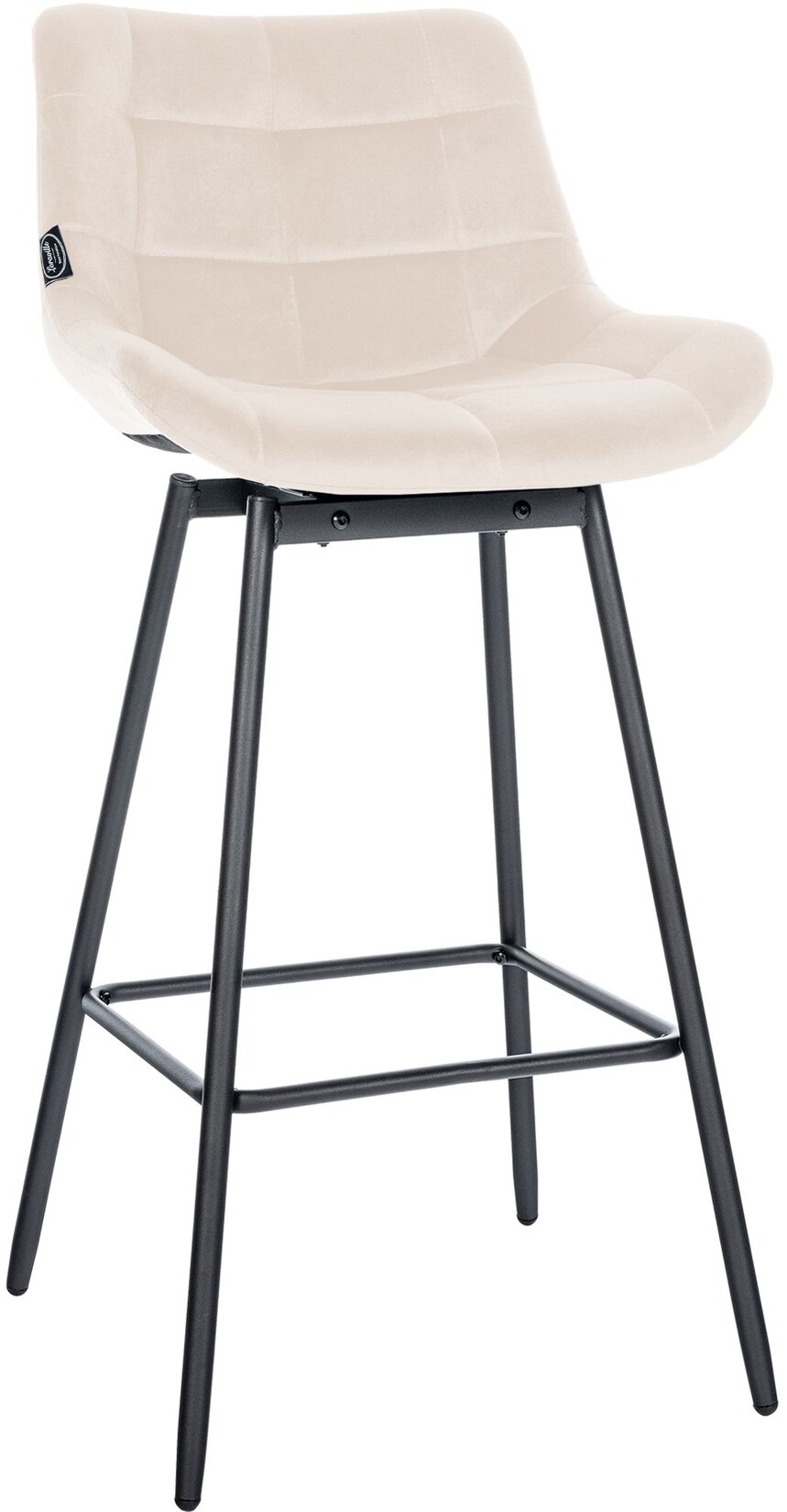 CLP Barhocker mit Lehne Weston, Barstuhl drehbar 180° Schwenkfunktion, Sitz gepolstert, Metallgestell stabil