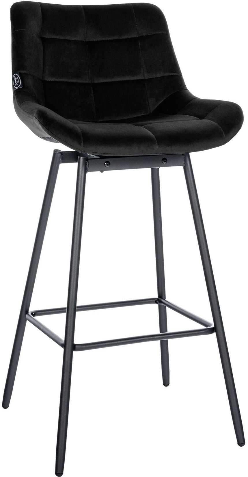 CLP Barhocker mit Lehne Weston, Barstuhl drehbar 180° Schwenkfunktion, Sitz gepolstert, Metallgestell stabil