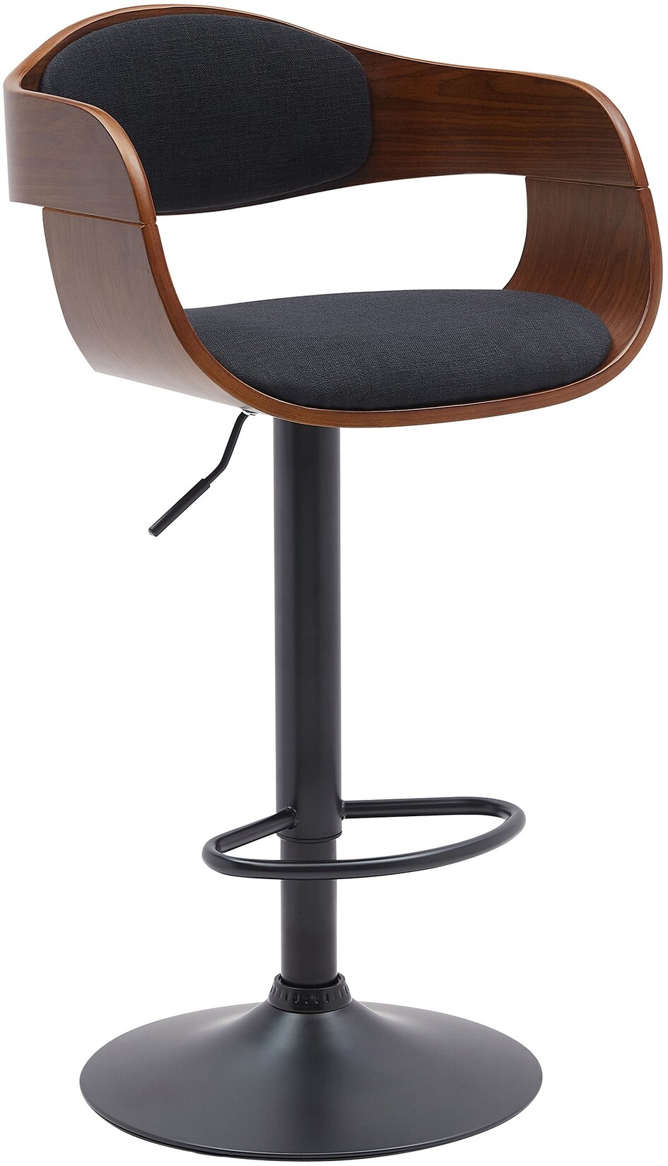 CLP Barhocker mit Lehne Kingston, Barstuhl gepolstert mit Kunstleder oder Stoffbezug, Tresenstuhl höhenverstellbar Metallgestell schwarz | 04251756485399