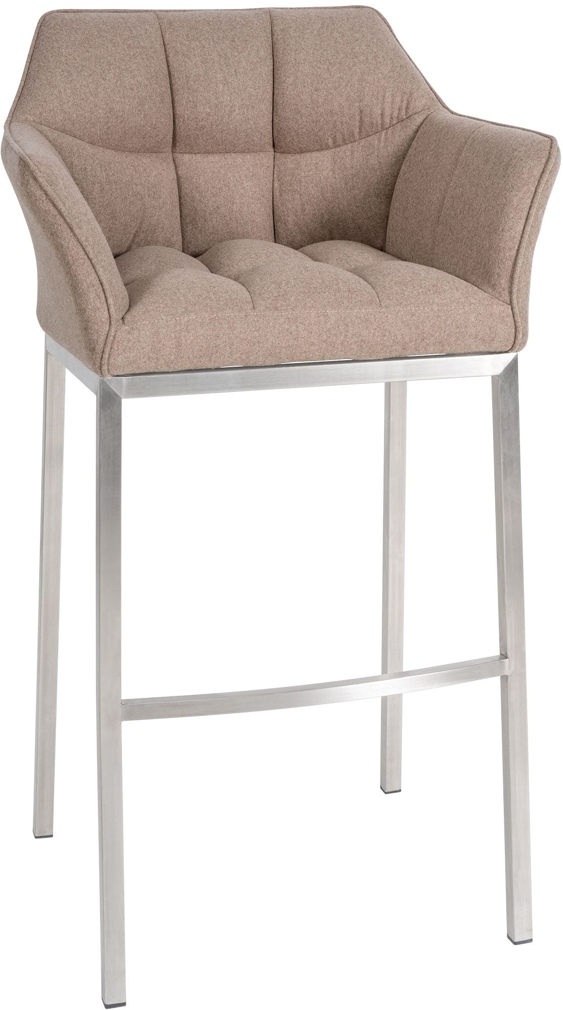 CLP Barhocker mit Lehne Damaso, Barstuhl gepolstert mit Filzbezug, Vierfu&szlig;gestell aus Metall, Tresenhocker bis 240 kg belastbar - Bild 1