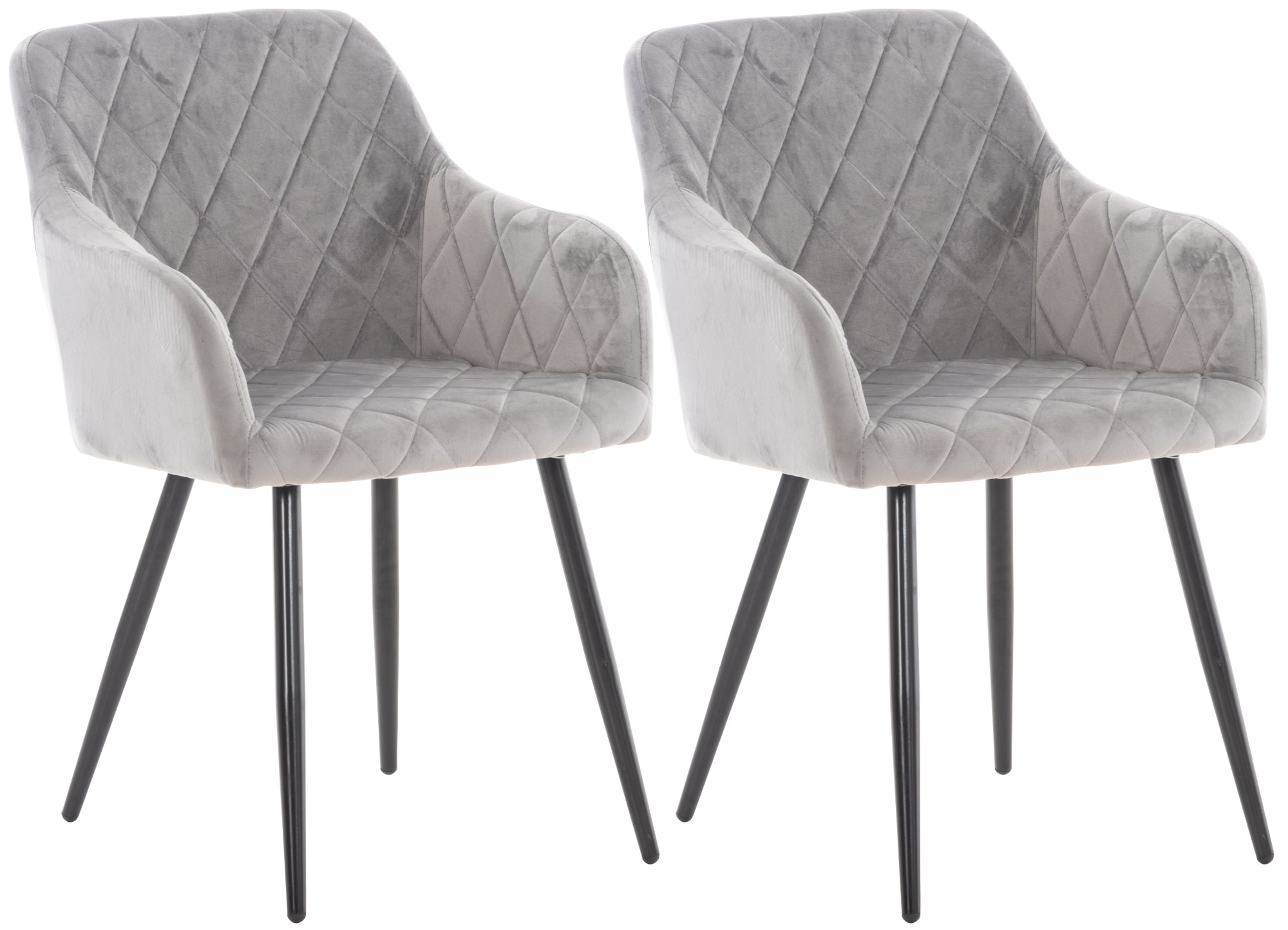 CLP 2er Set Esszimmerstuhl Shila I Bezug Stoff Oder Samt I Polsterstuhl mit Armlehnen - Bild 1