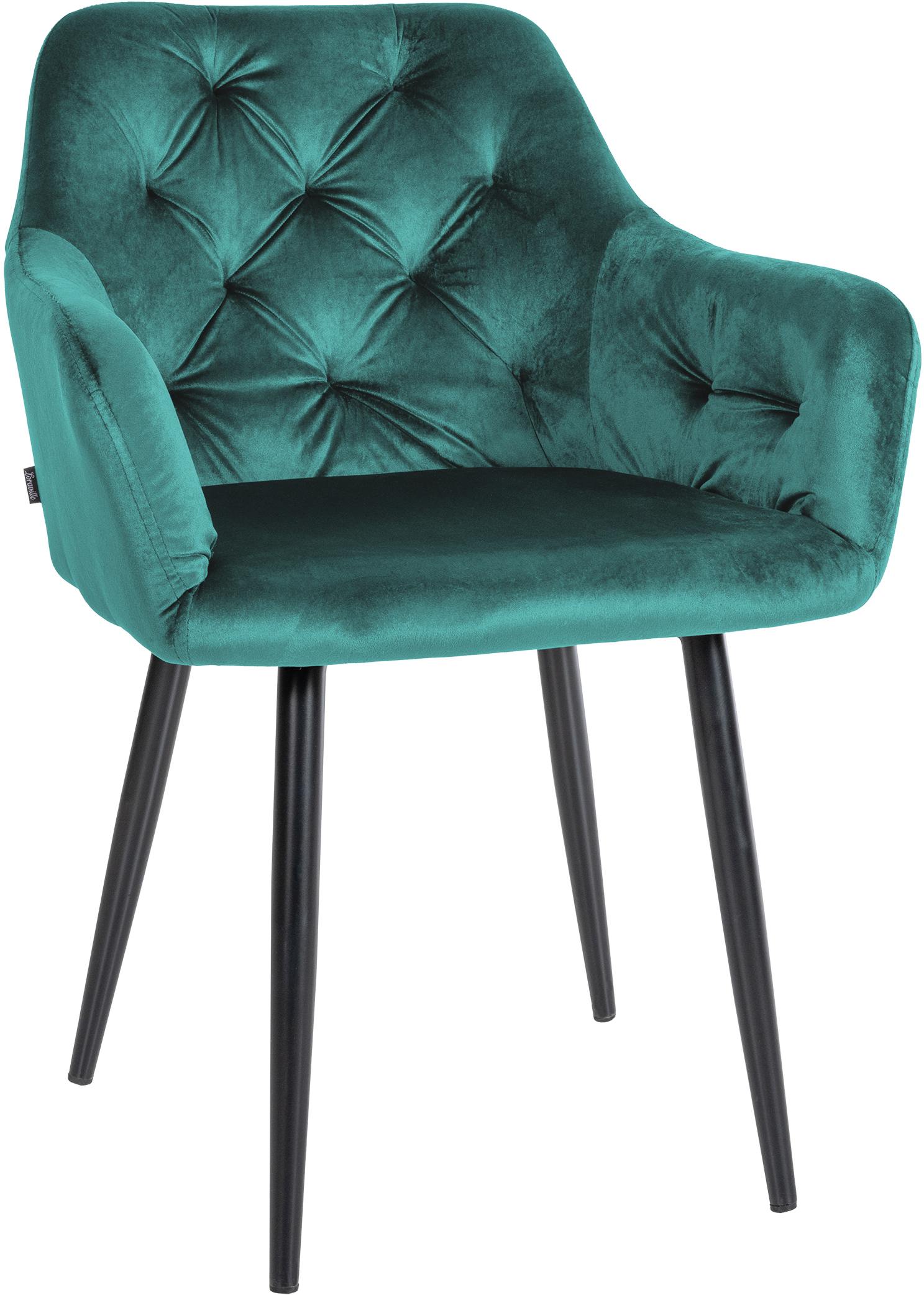 CLP Esszimmerstuhl Stanley I Samt I Gesteppter Polsterstuhl I K&uuml;chenstuhl Mit Bodenschonern - Bild 1