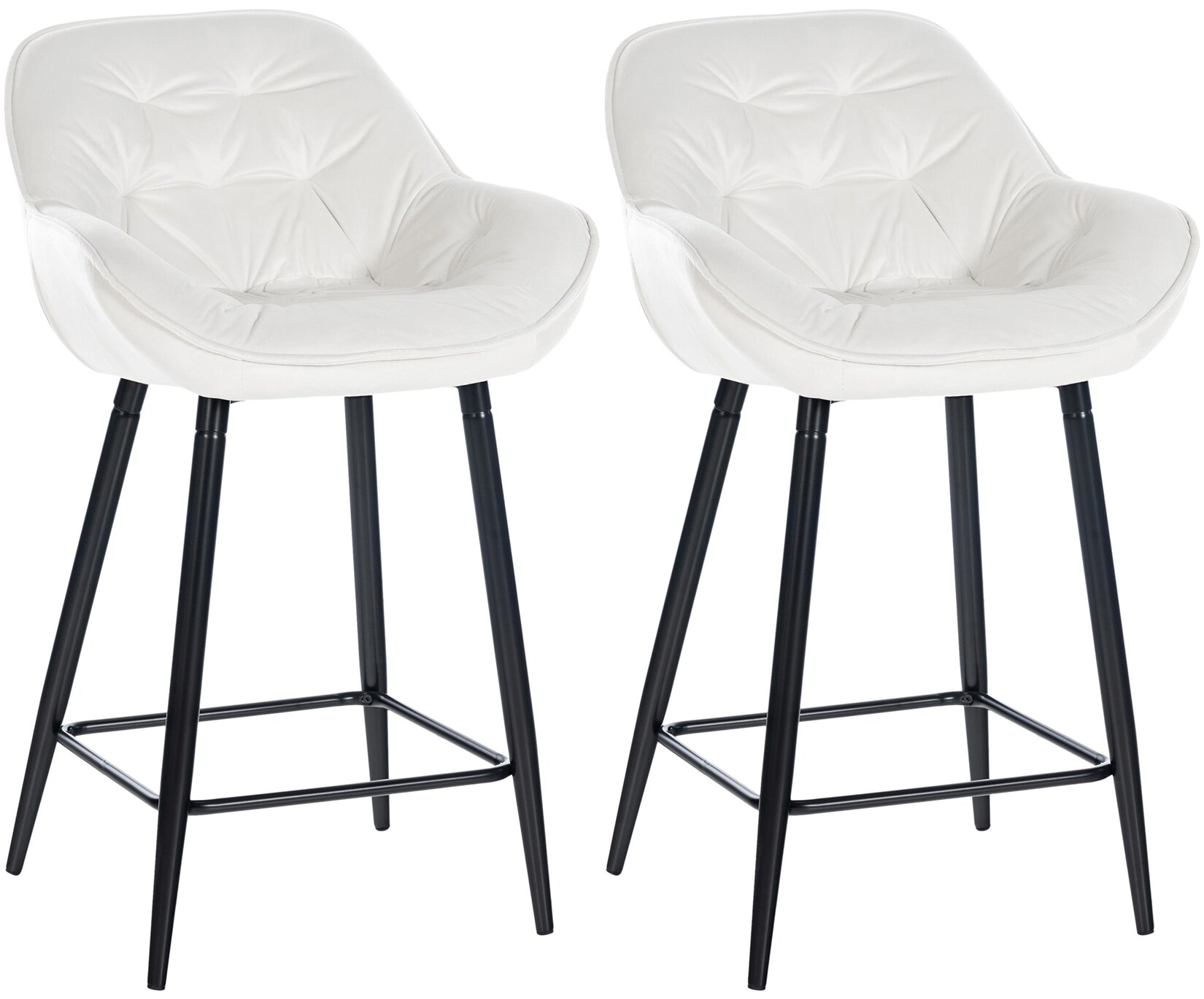 CLP 2er Set Barhocker Gibson Samt I Sitzhöhe 76 cm I Tresenstühle Mit Fußstütze