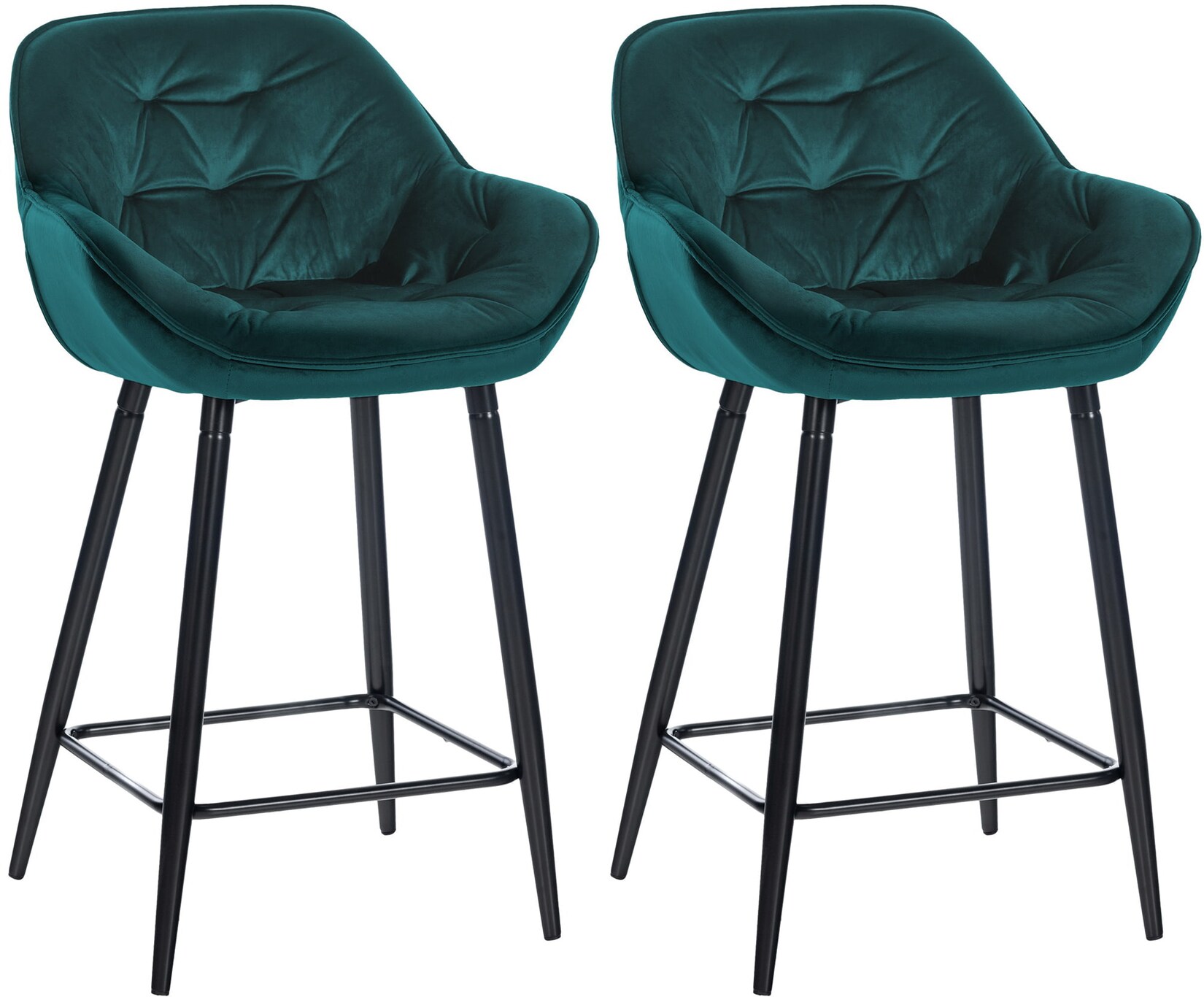CLP 2er Set Barhocker Gibson Samt I Sitzhöhe 76 cm I Tresenstühle Mit Fußstütze